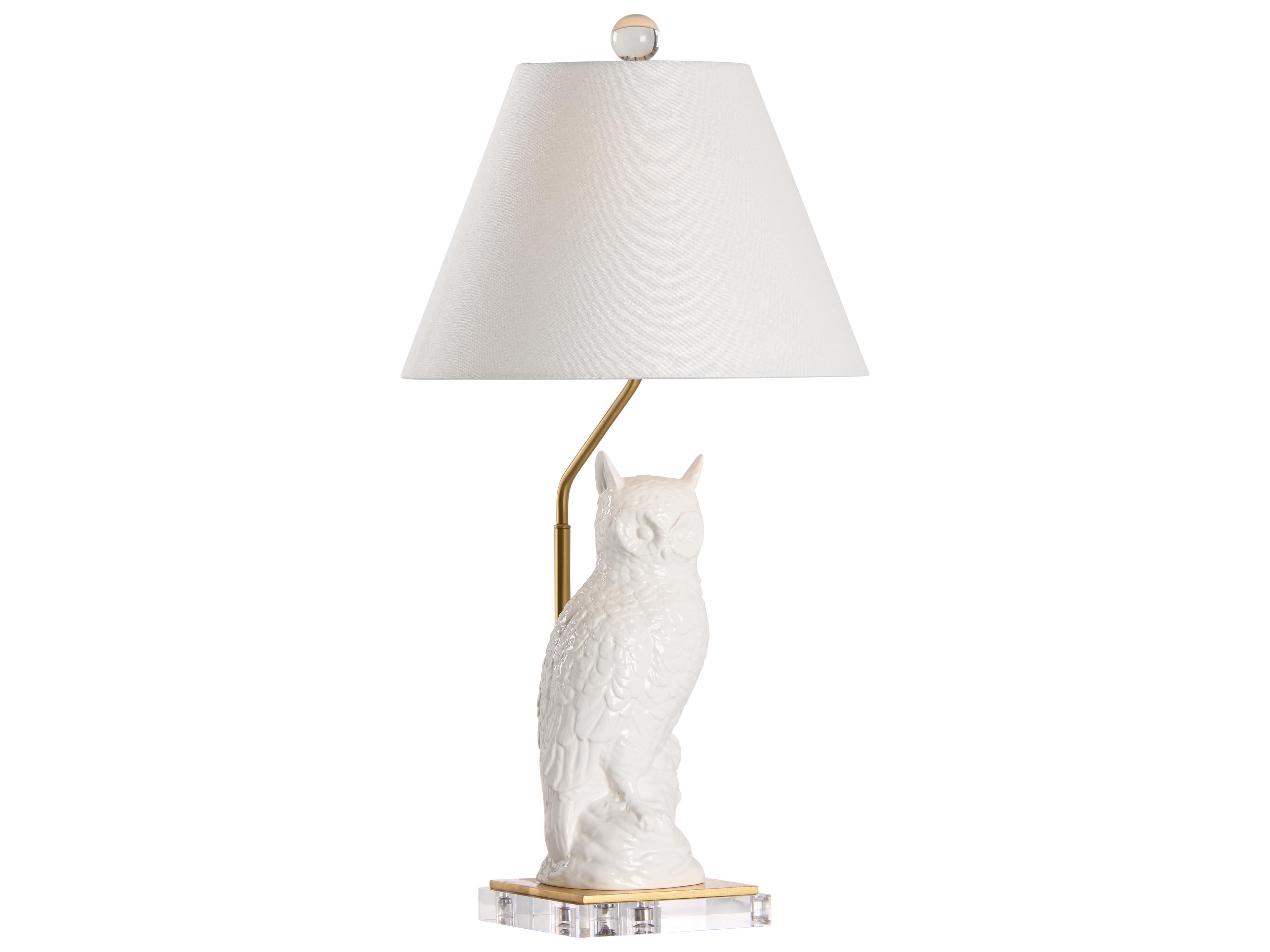Chelsea House White Glaze Gold Leaf Clear Table Lamp