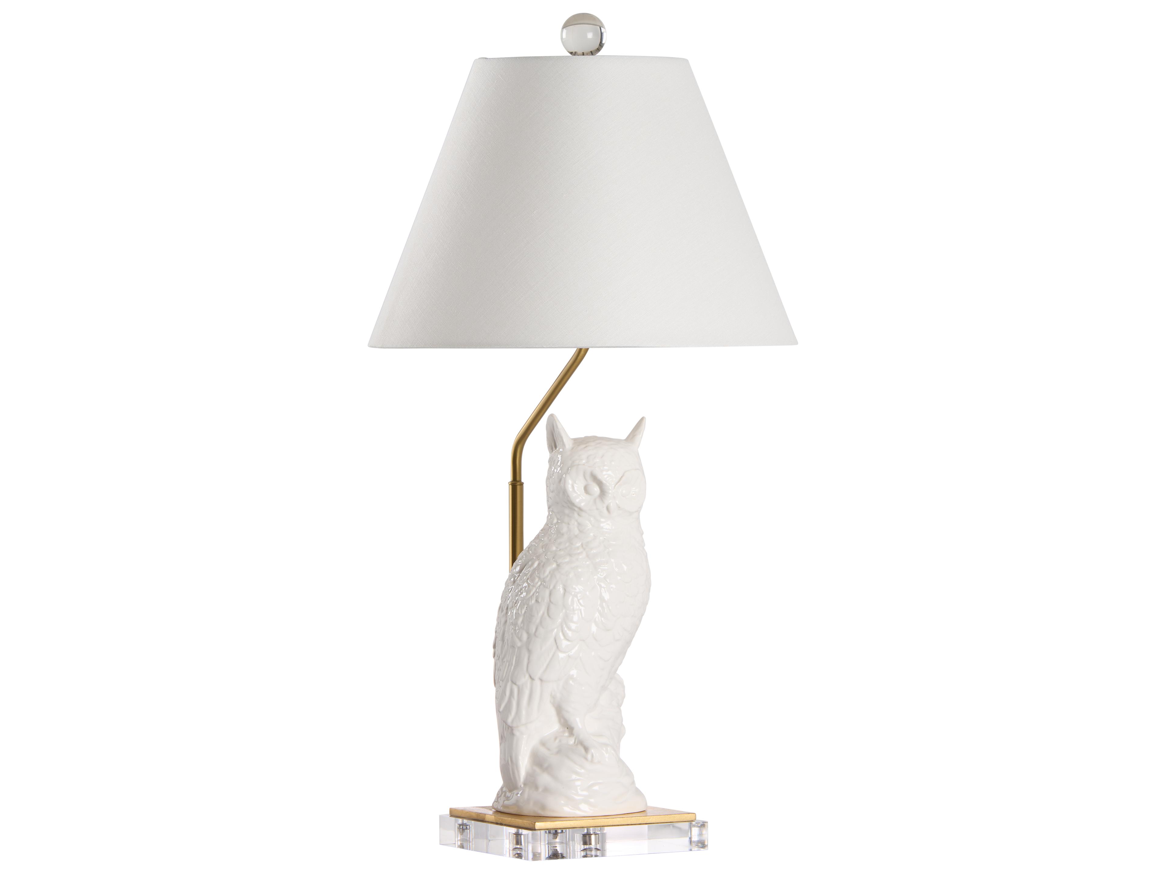 Chelsea House White Glaze Gold Leaf Clear Table Lamp