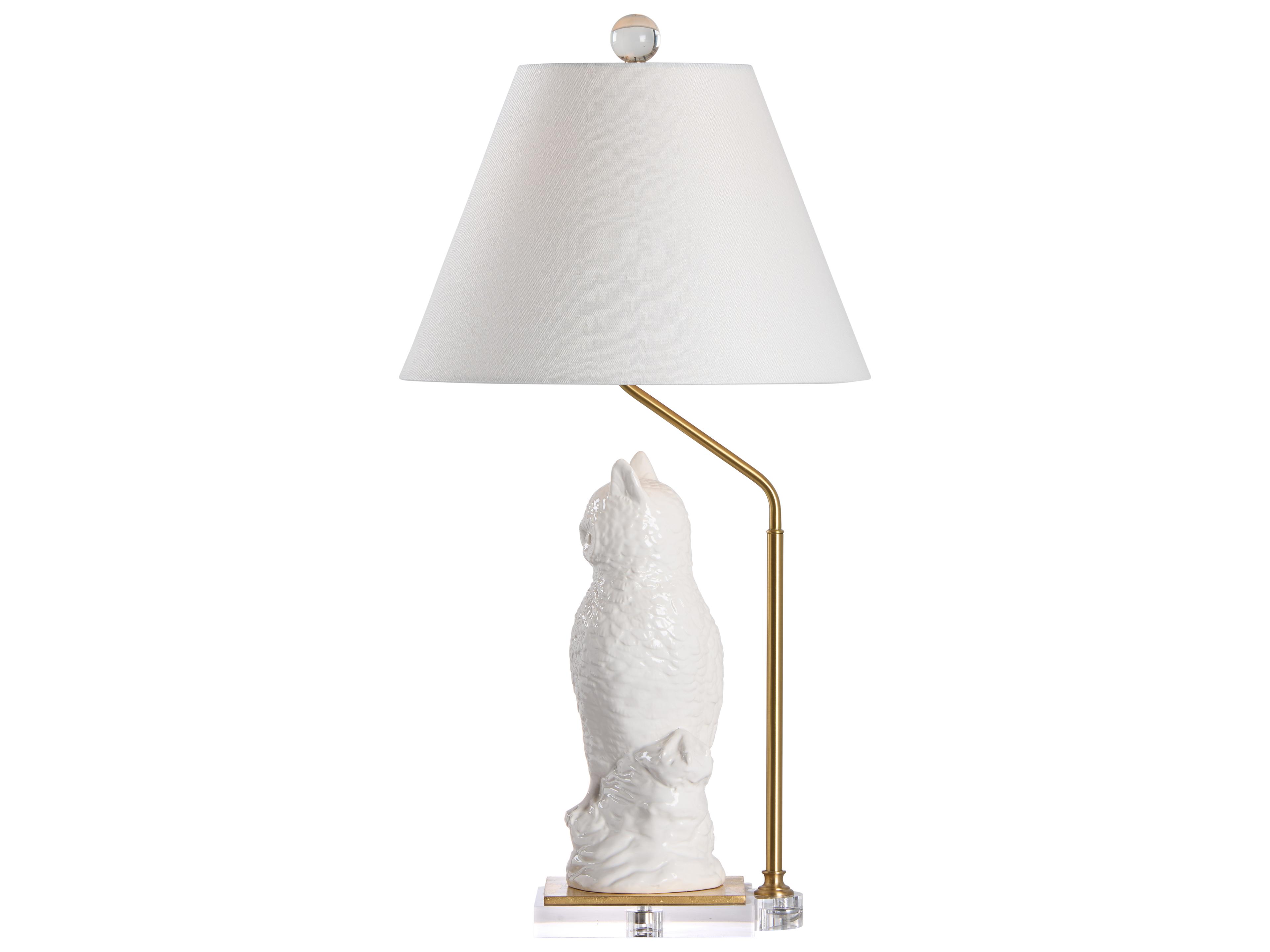 Chelsea House White Glaze Gold Leaf Clear Table Lamp