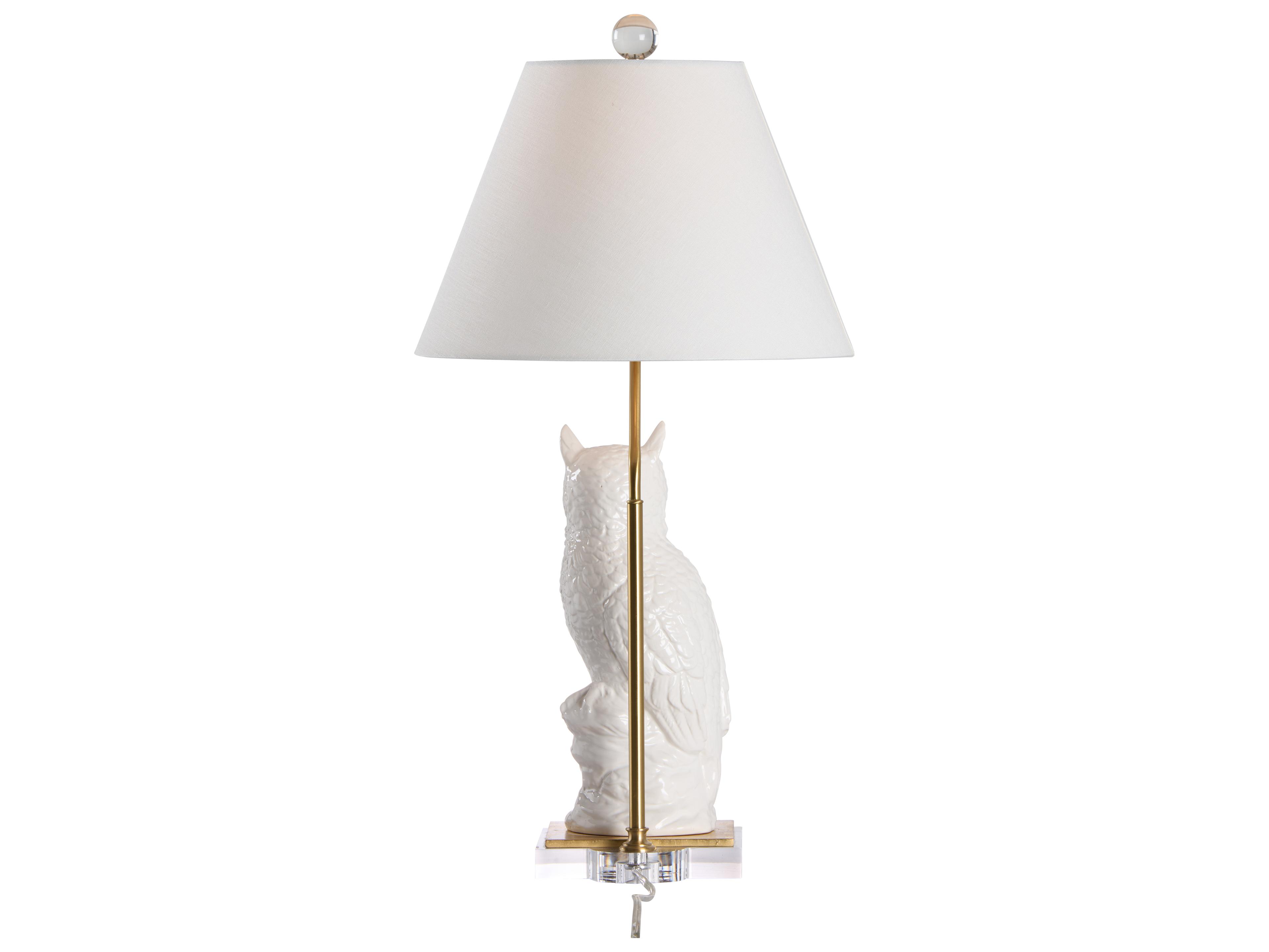 Chelsea House White Glaze Gold Leaf Clear Table Lamp
