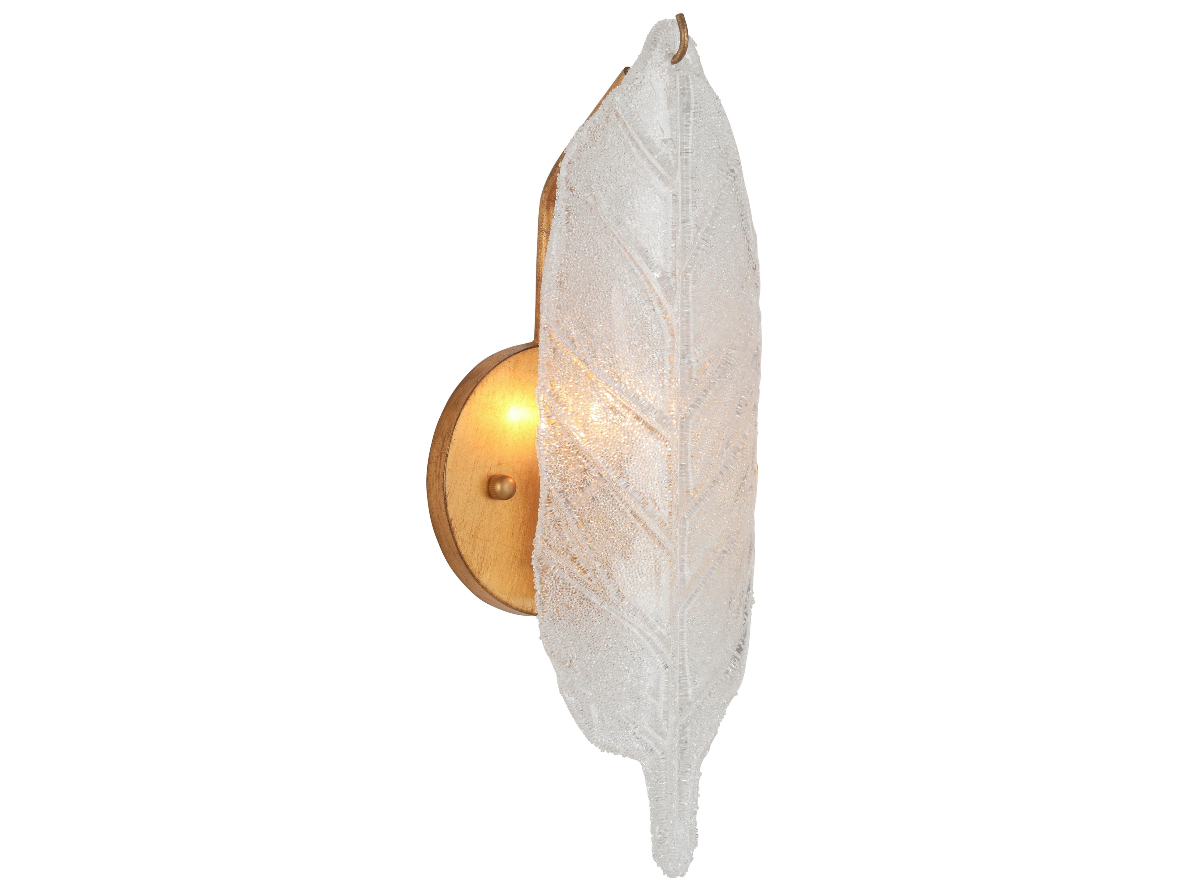 1-Light Antique Gold Leaf Textured Brass Wall Sconce