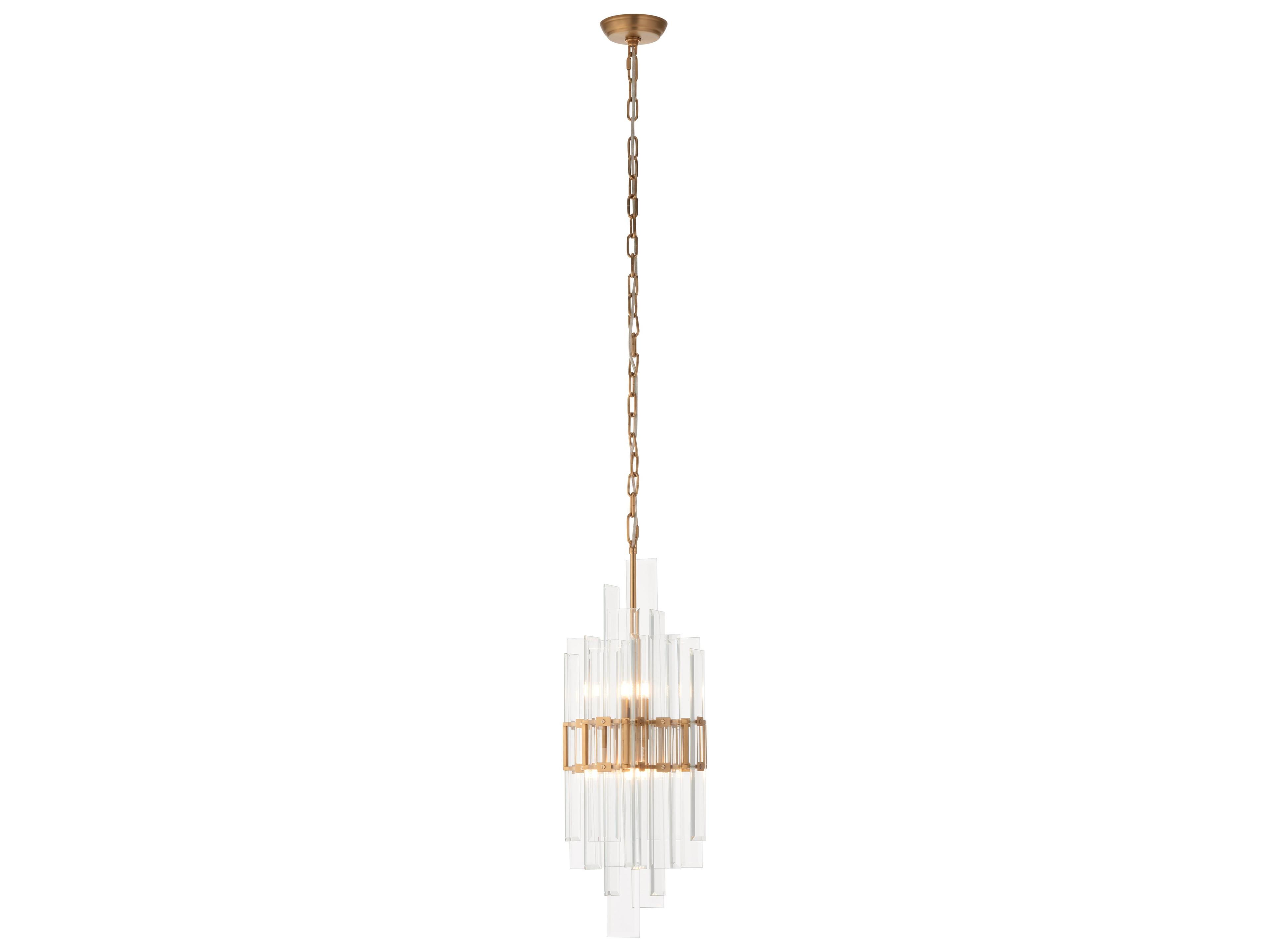 Chelsea House 2-Light Clear Brushed Brass Cylinder Chandelier
