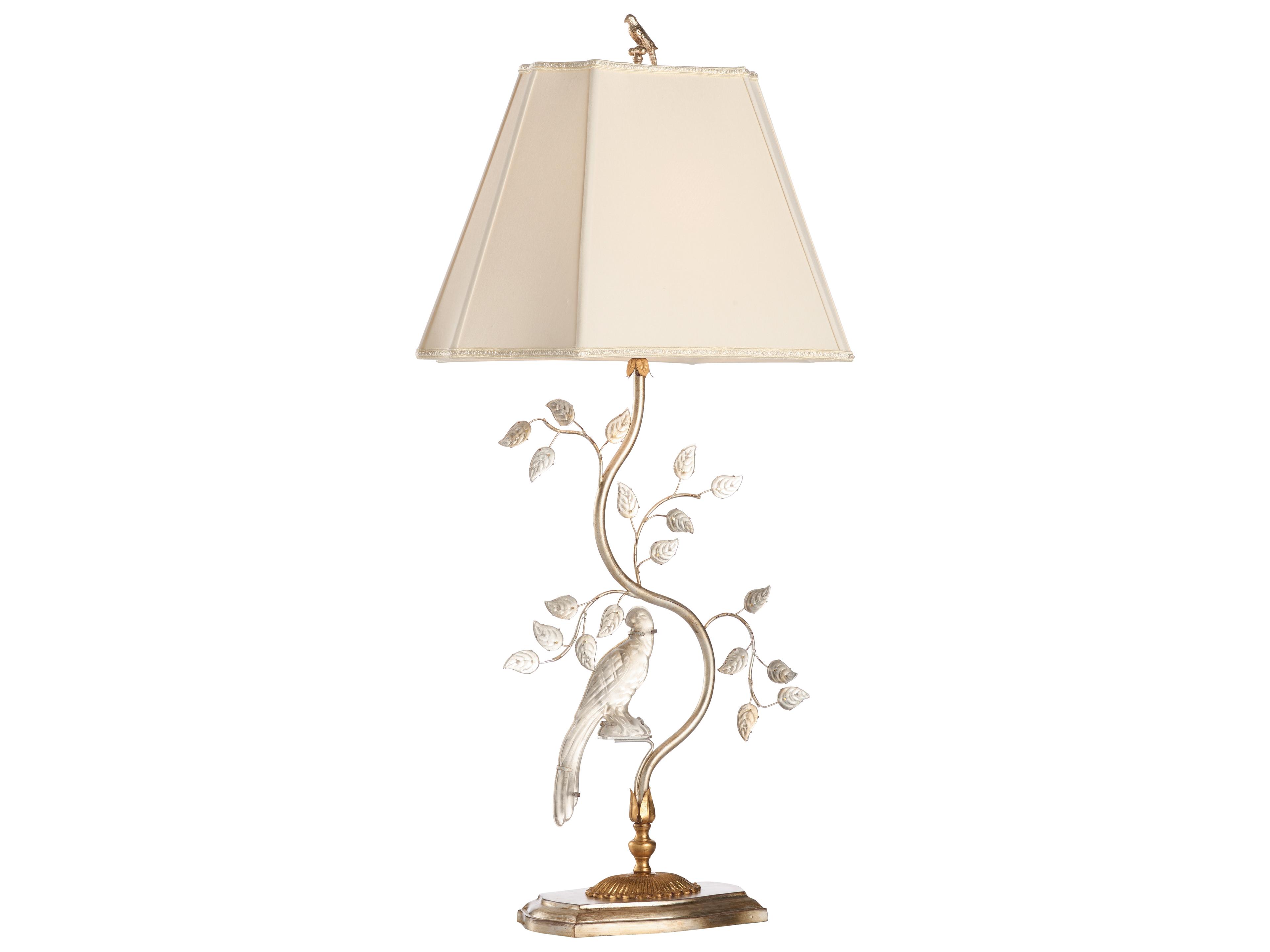 Town Square Antique Silver Leaf Clear Brass Table Lamp