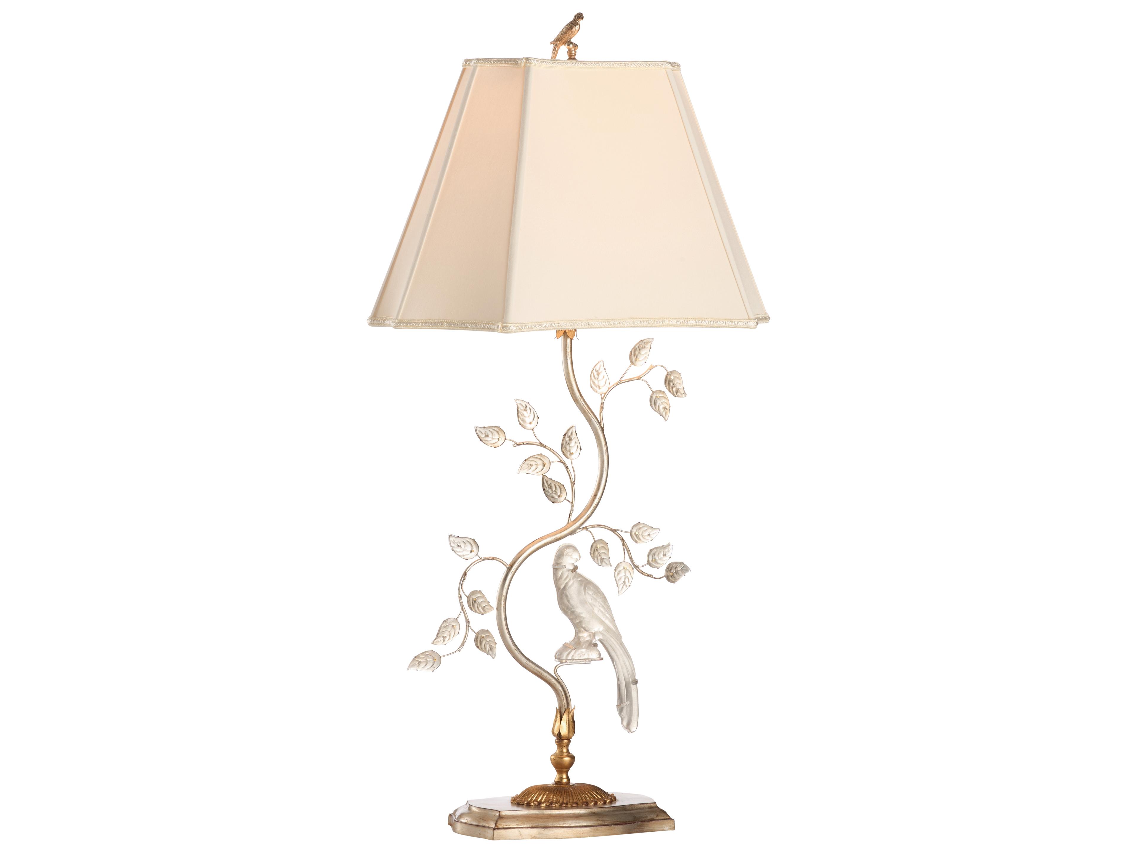 Antique Silver Leaf Clear Brass Table Lamp