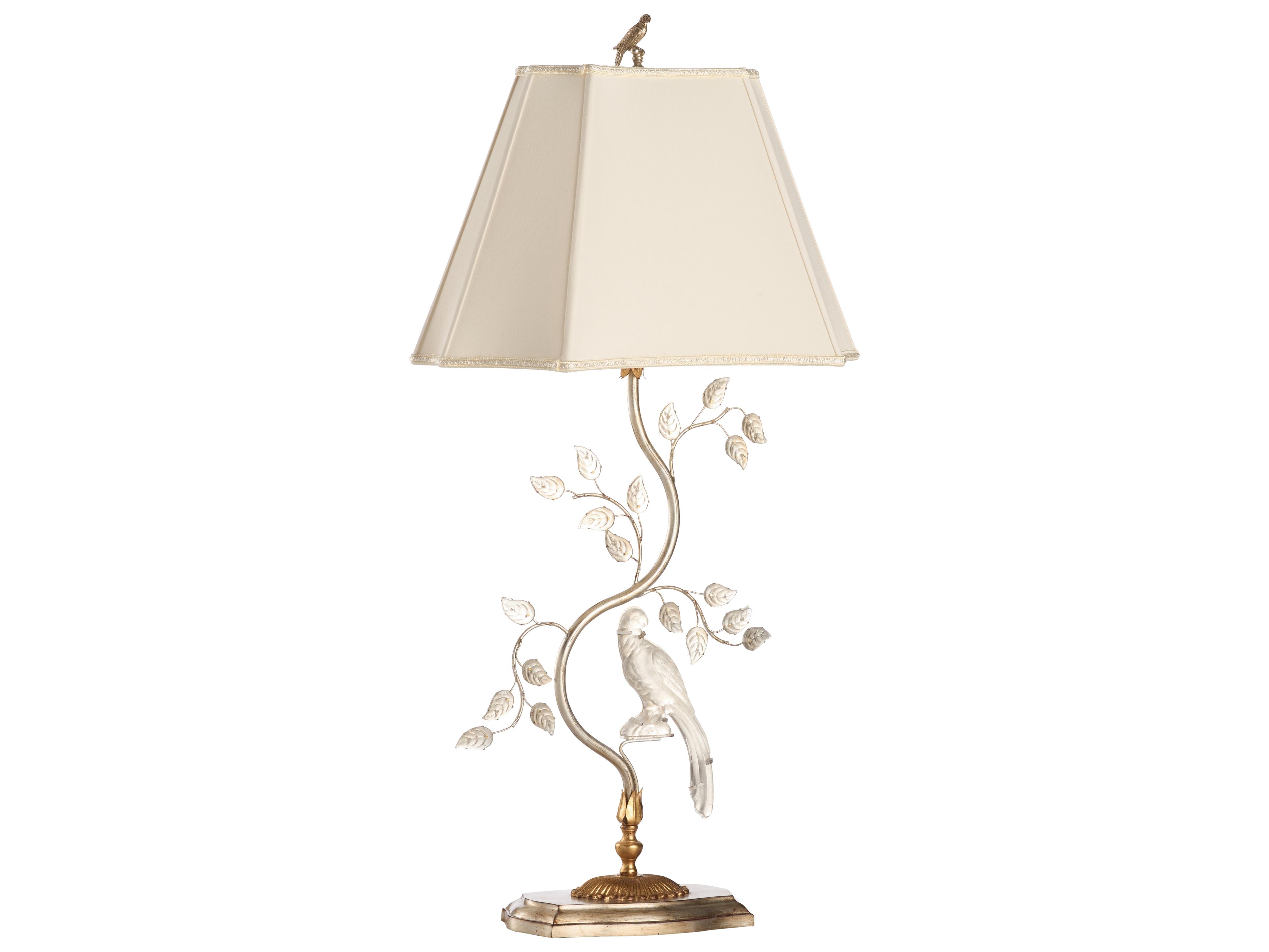 Chelsea House Antique Silver Leaf Clear Brass Table Lamp