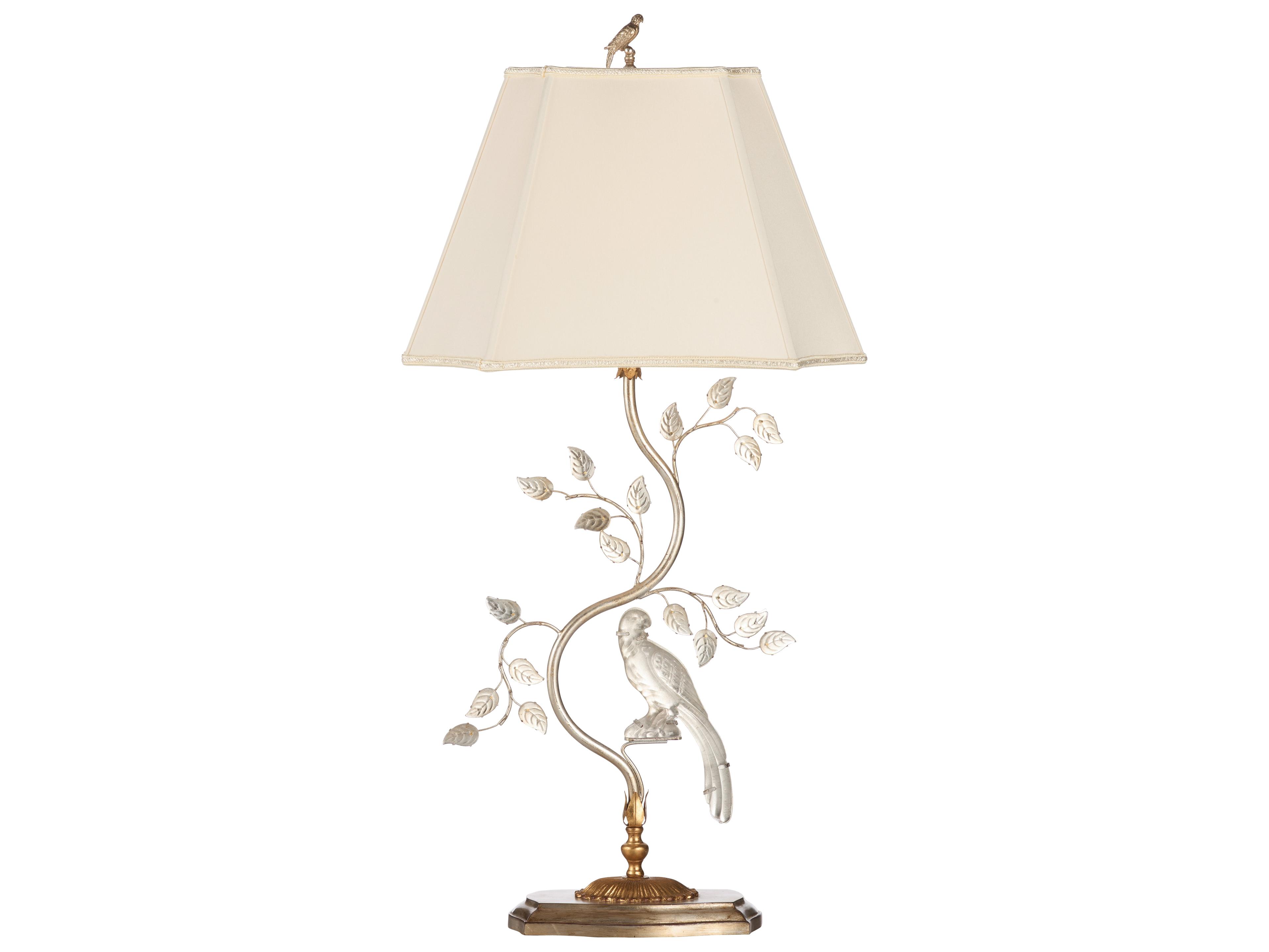 Chelsea House Antique Silver Leaf Clear Brass Table Lamp