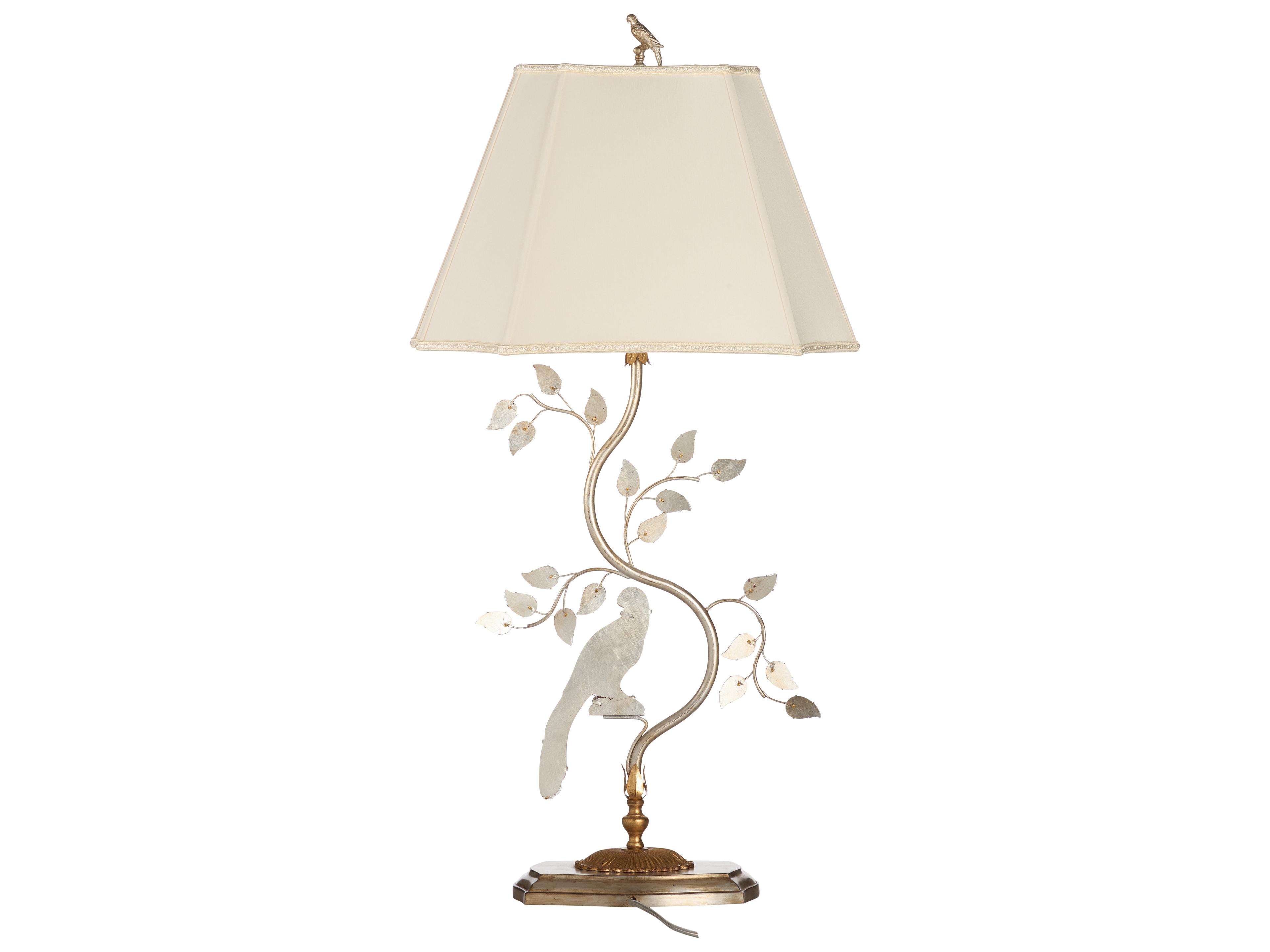 Chelsea House Antique Silver Leaf Clear Brass Table Lamp