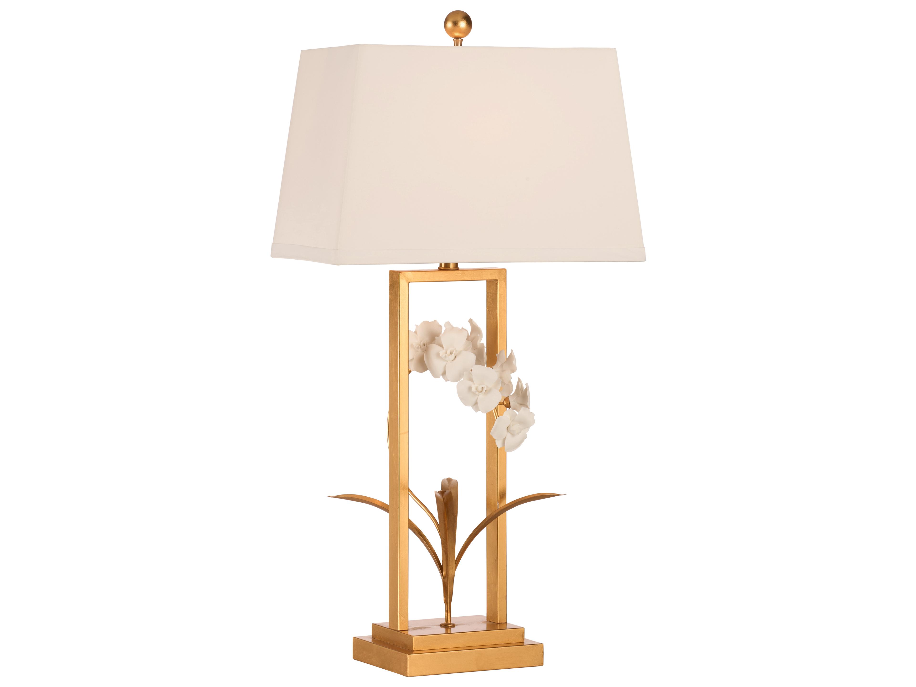 Antique Gold Leaf Matte White Glaze Brass Table Lamp
