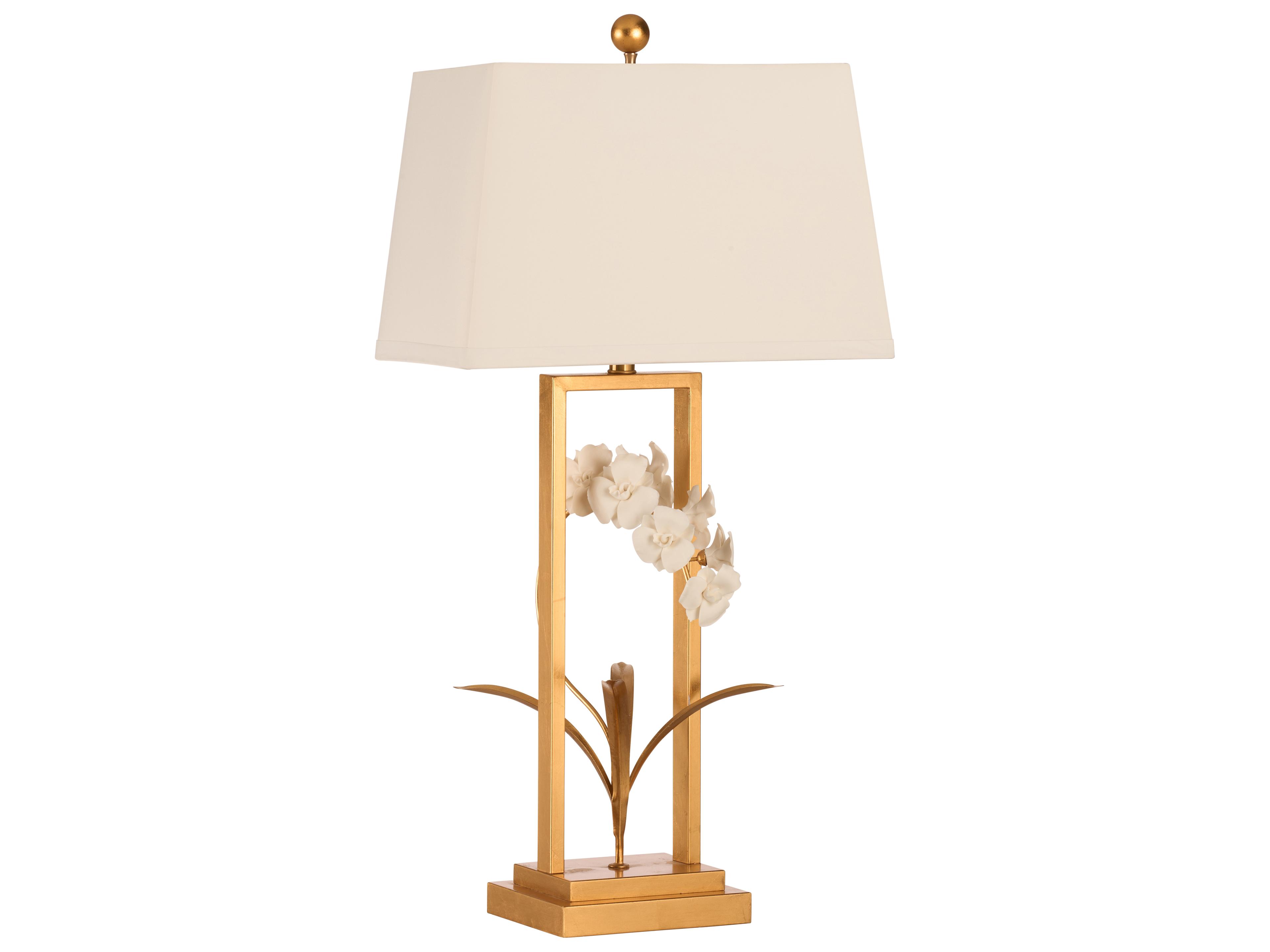 Chelsea House Antique Gold Leaf Matte White Glaze Brass Table Lamp