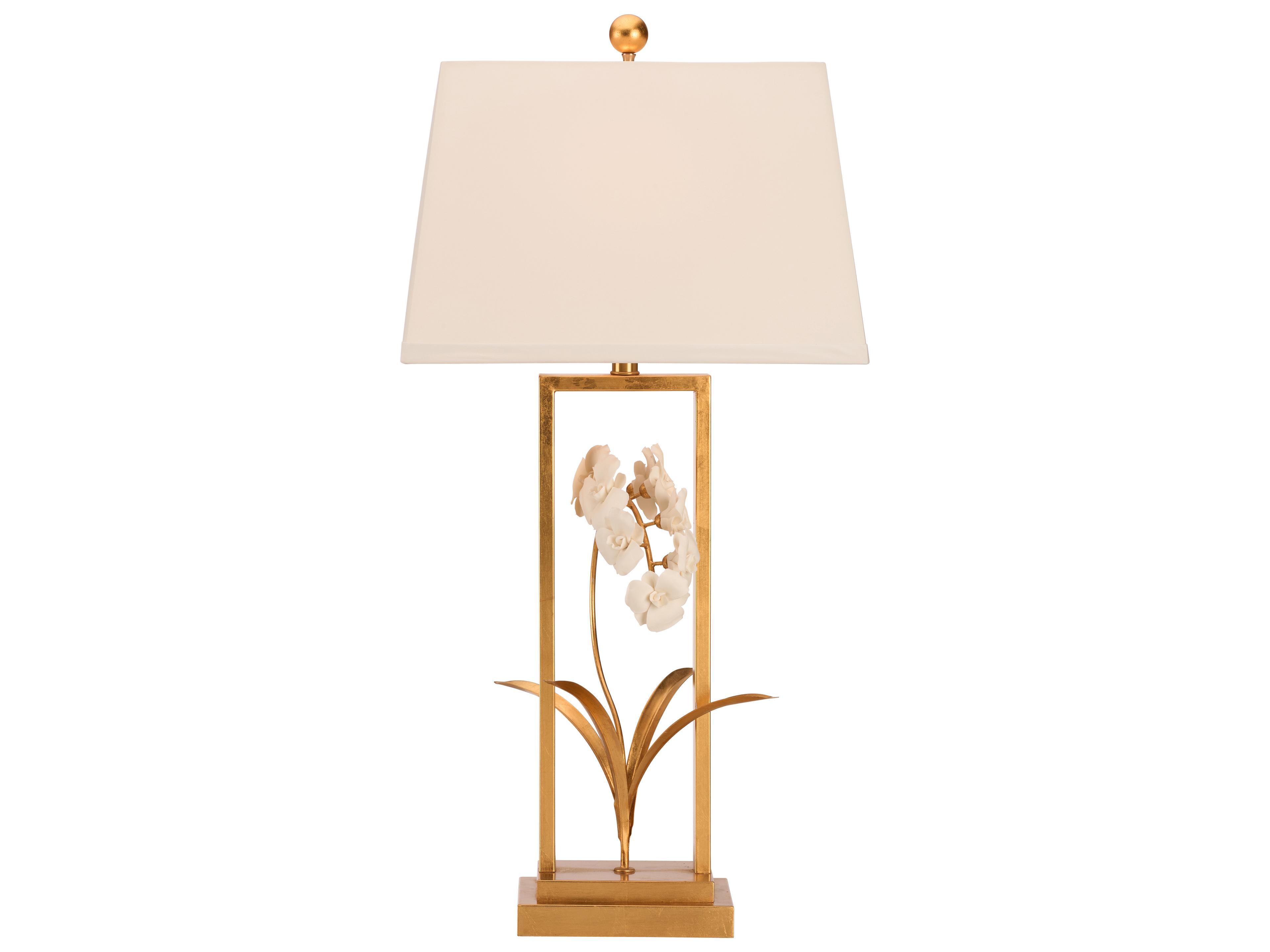 Chelsea House Antique Gold Leaf Matte White Glaze Brass Table Lamp