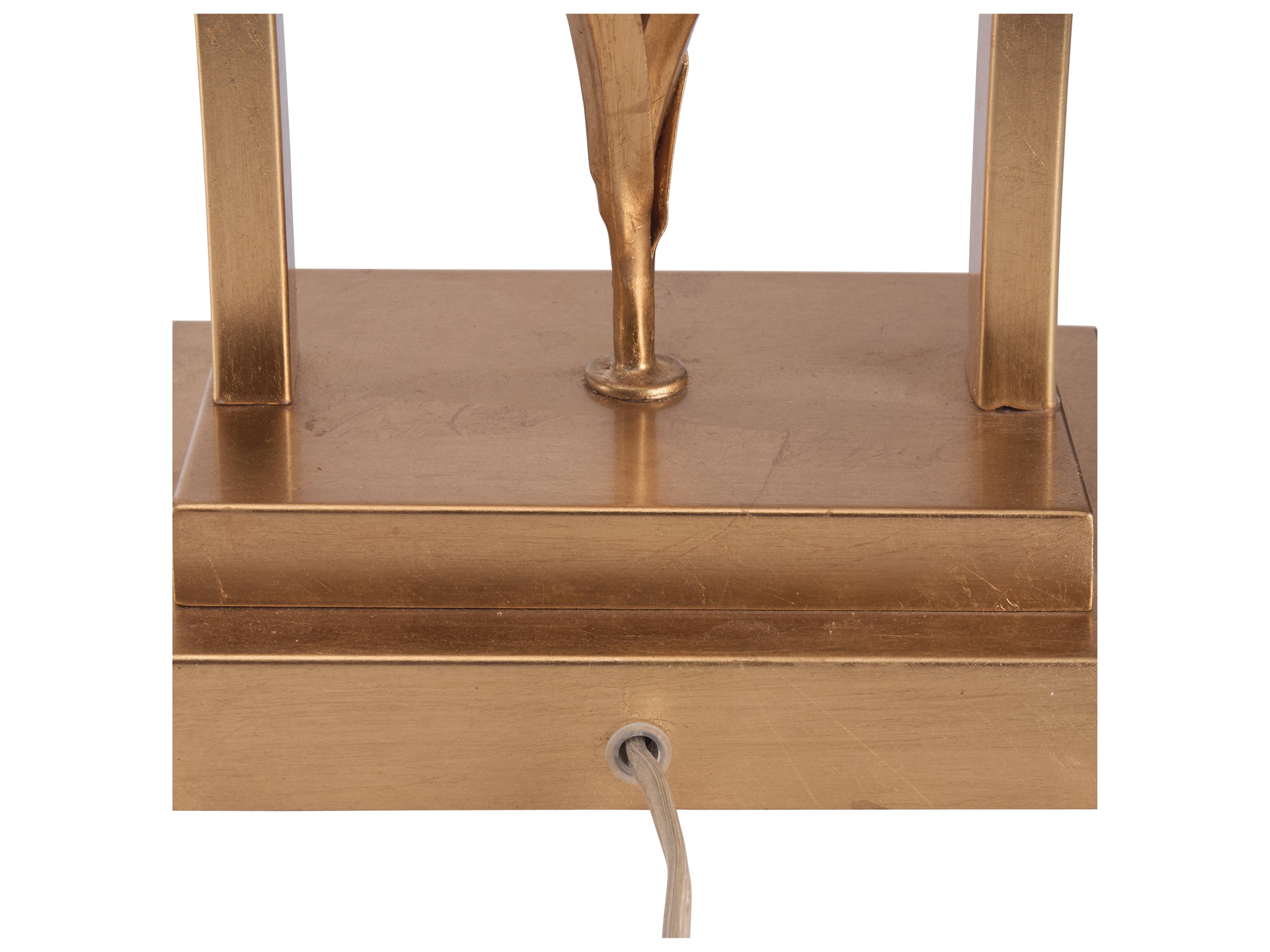 Chelsea House Antique Gold Leaf Matte White Glaze Brass Table Lamp