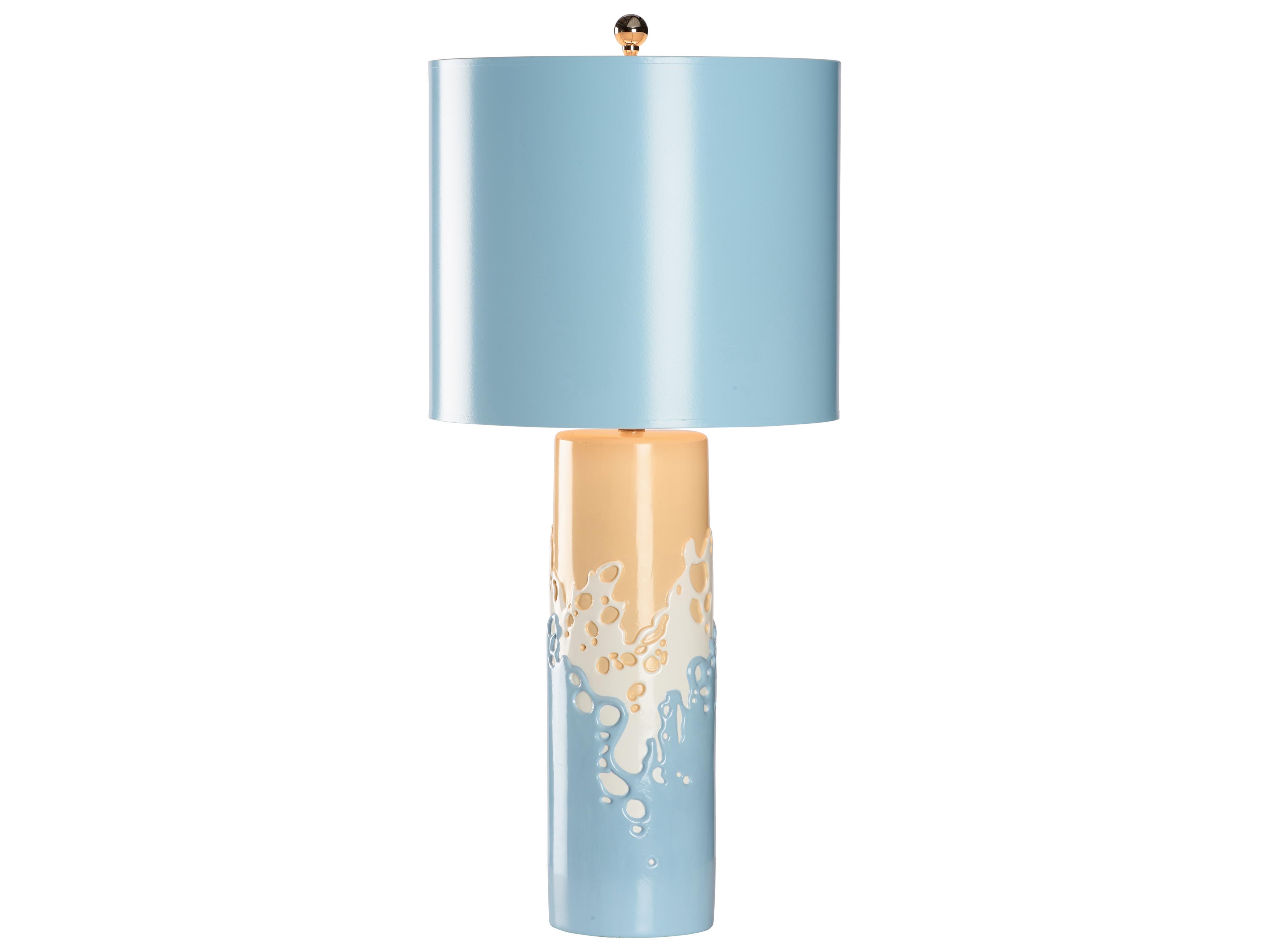Town Square Light Blue Cream Tan Table Lamp