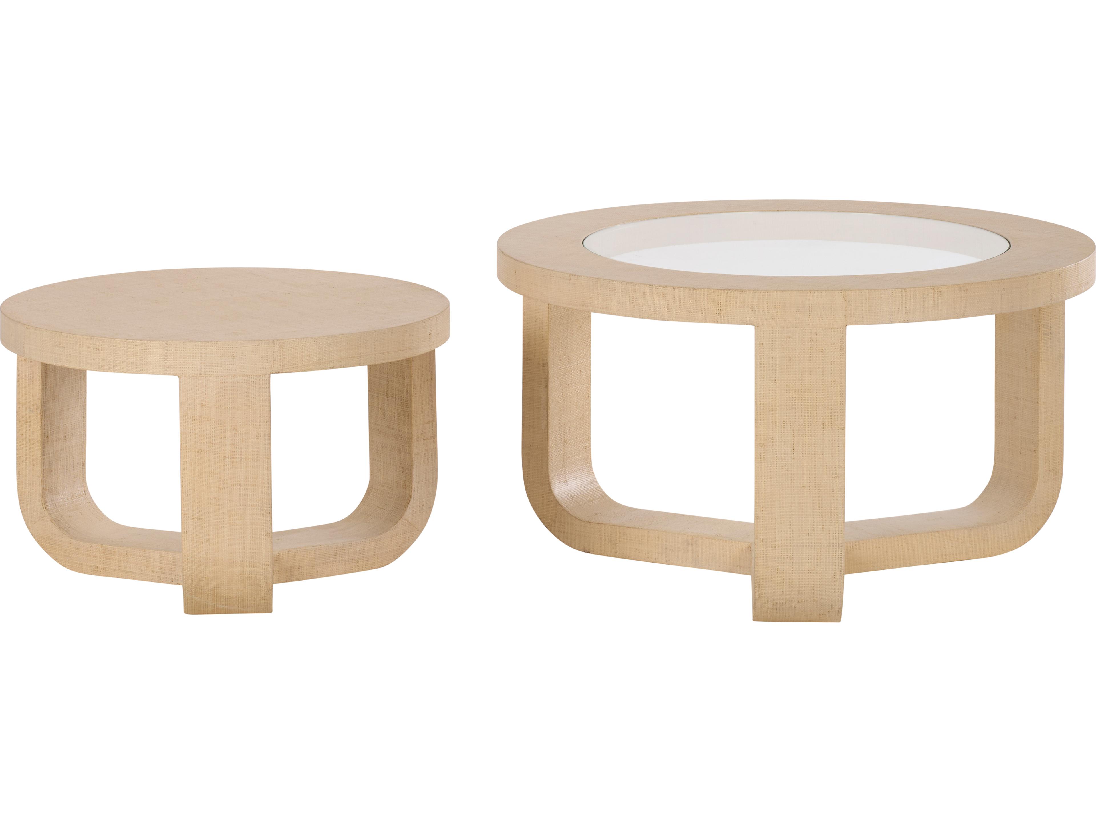 Chelsea House Round Glass White Cream Coffee Table