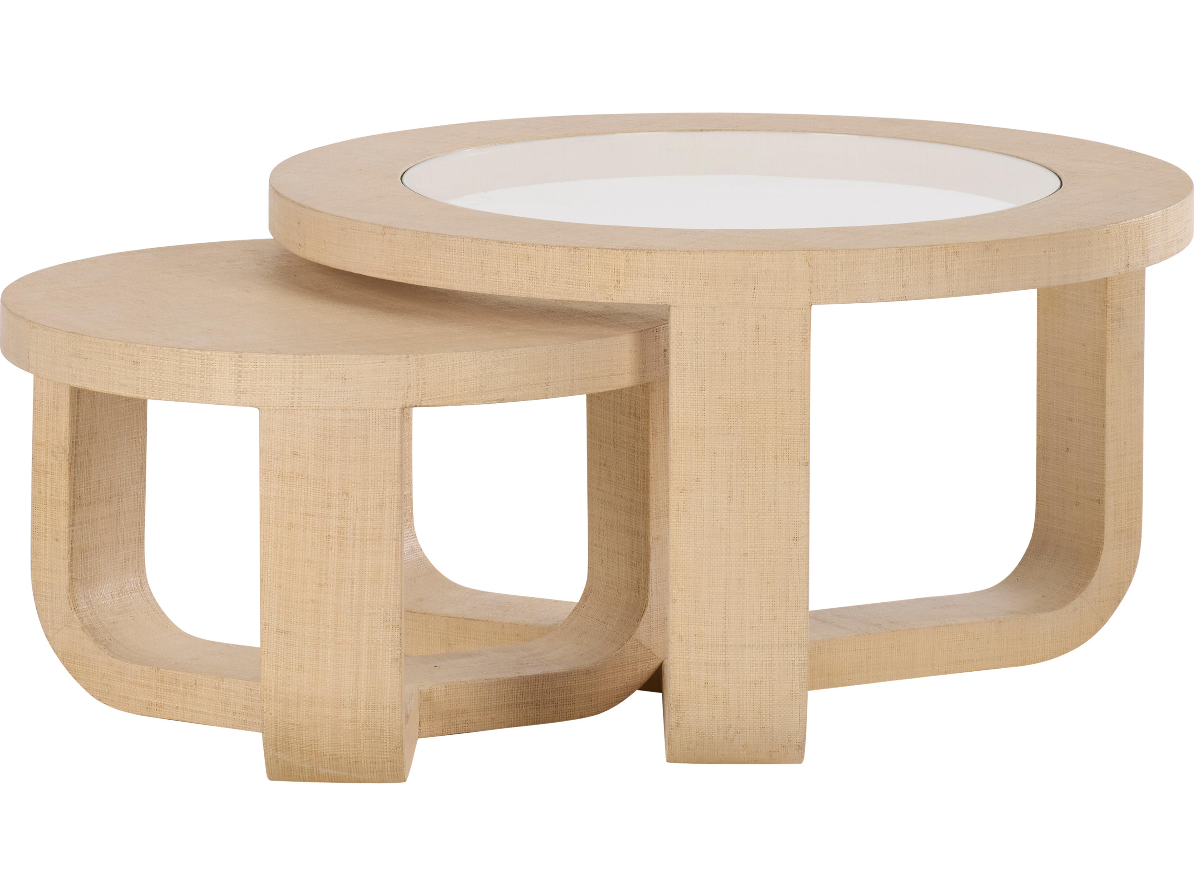 Chelsea House Round Glass White Cream Coffee Table