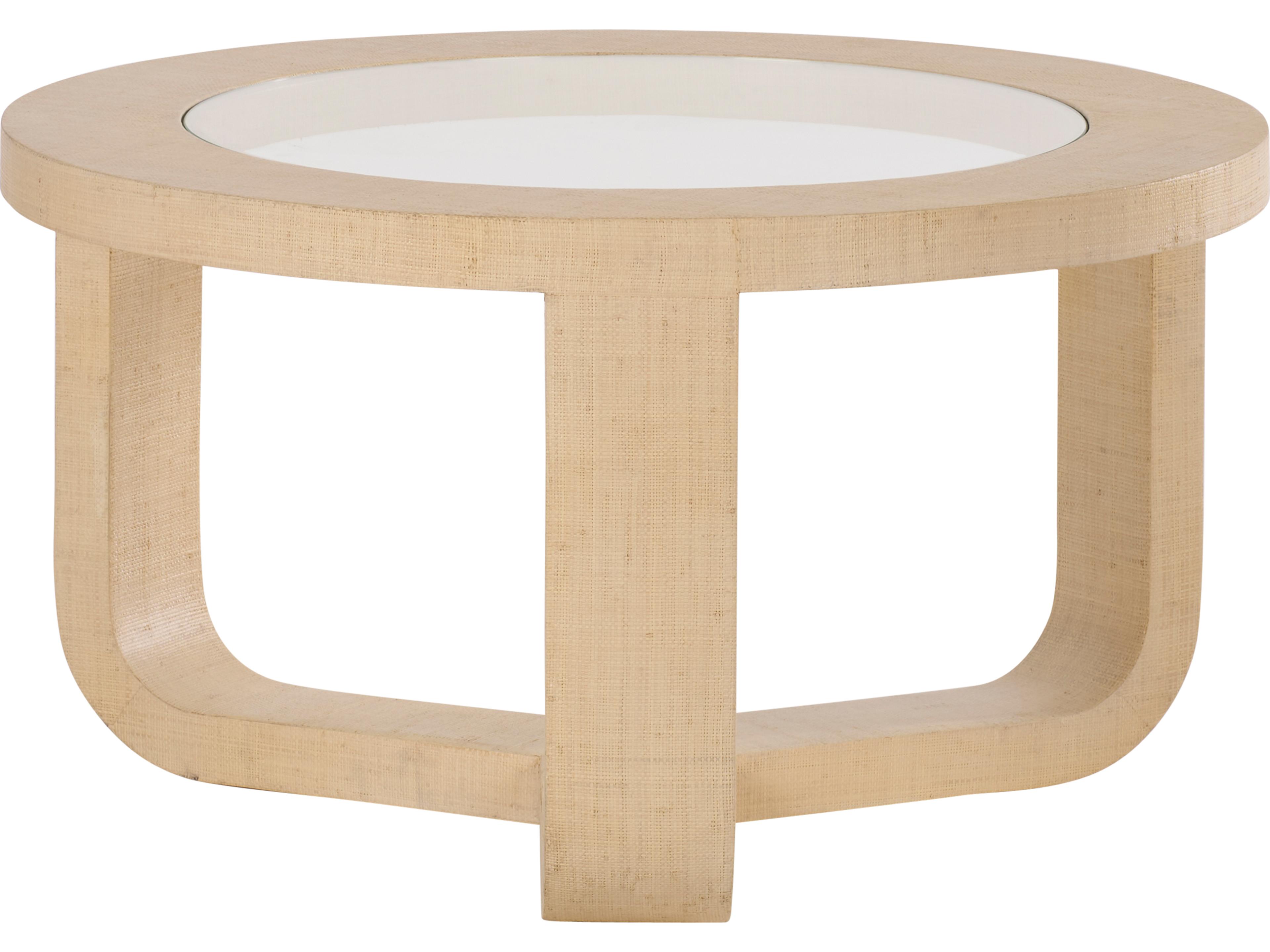 Chelsea House Round Glass White Cream Coffee Table
