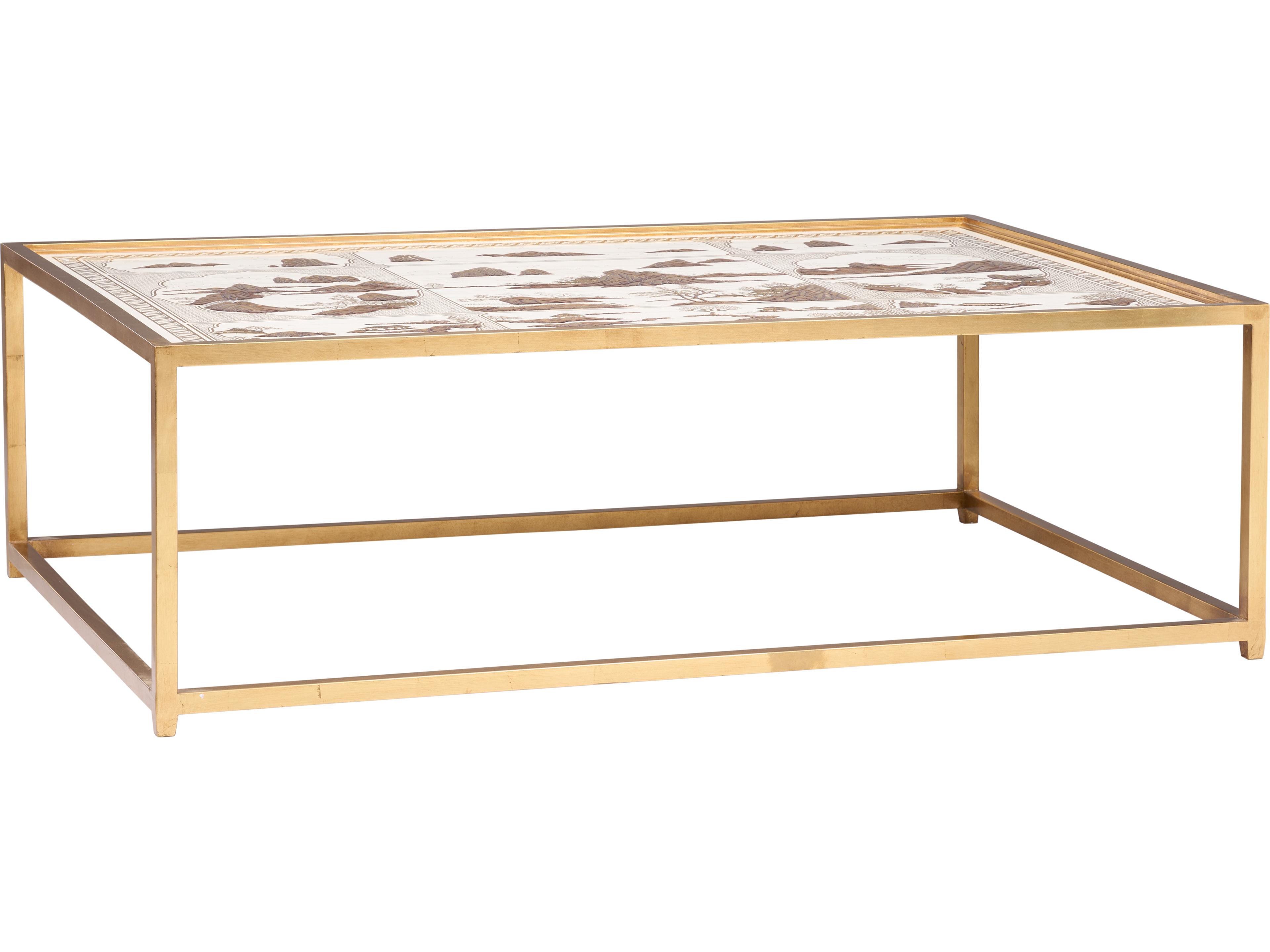 Jamie Merida Rectangular Glass Gold Coffee Table