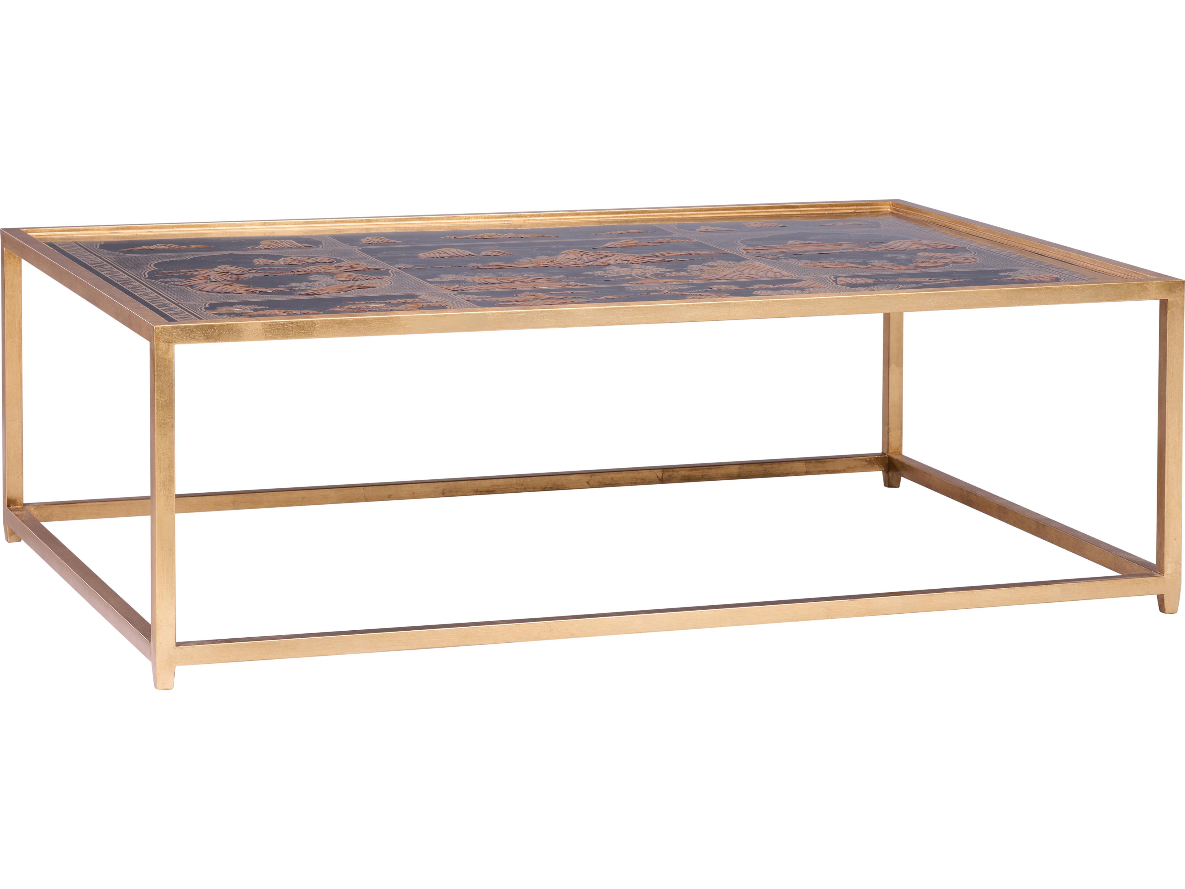 Jamie Merida Rectangular Glass Gold Coffee Table