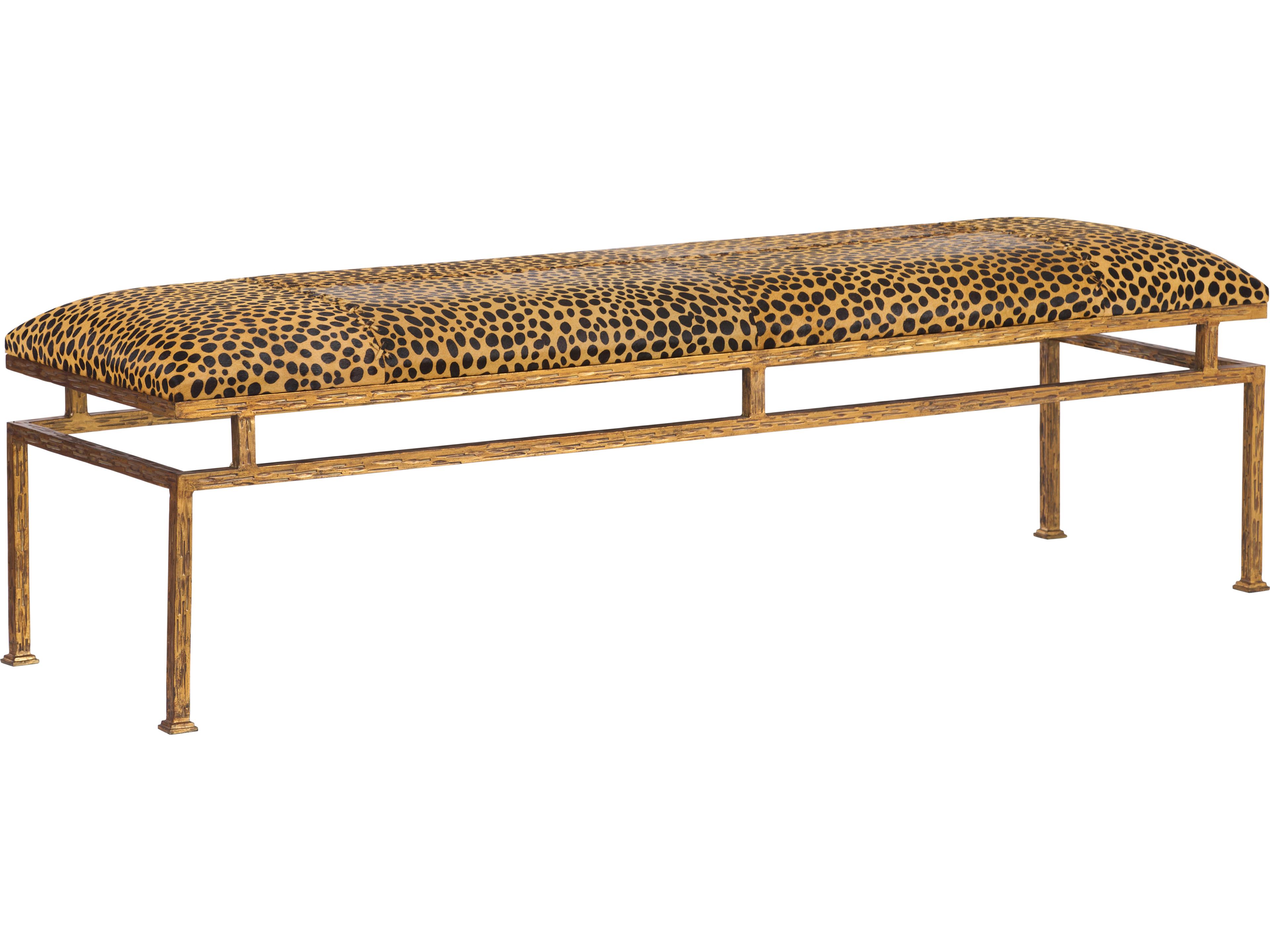 Orange Gold Upholstered Accent Bench