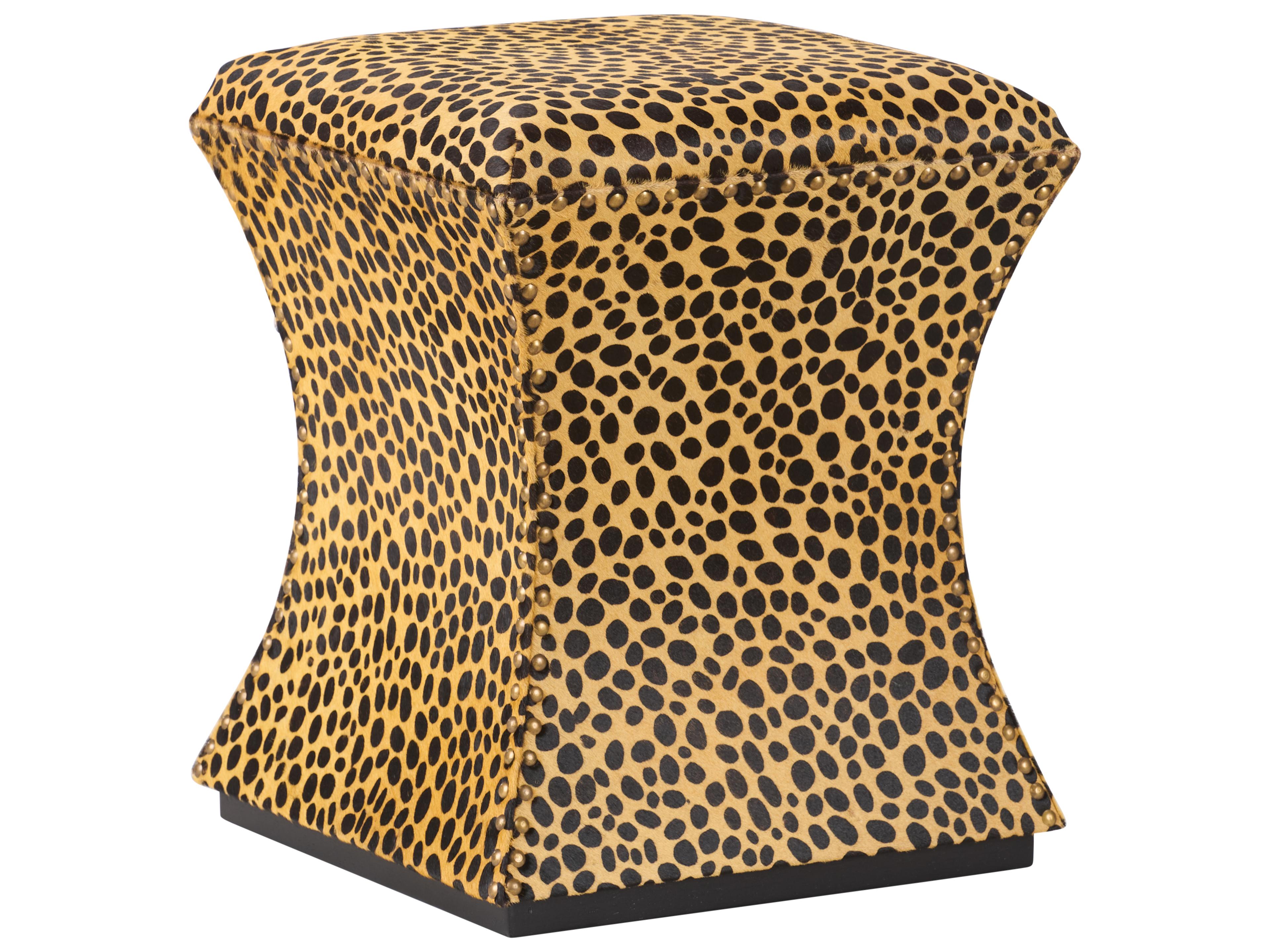 Orange Gold Upholstered Accent Stool