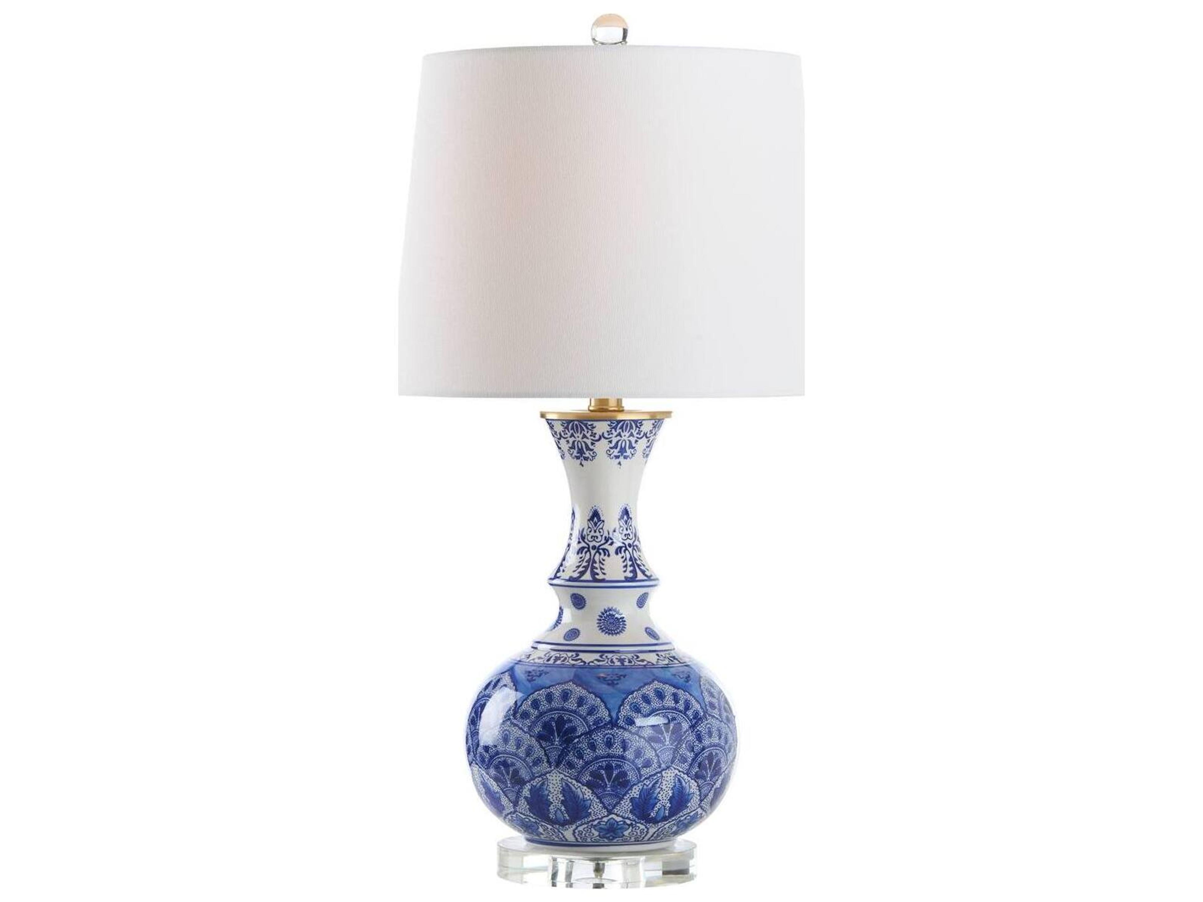 Town Square Blue Linen Traditional Table Lamp