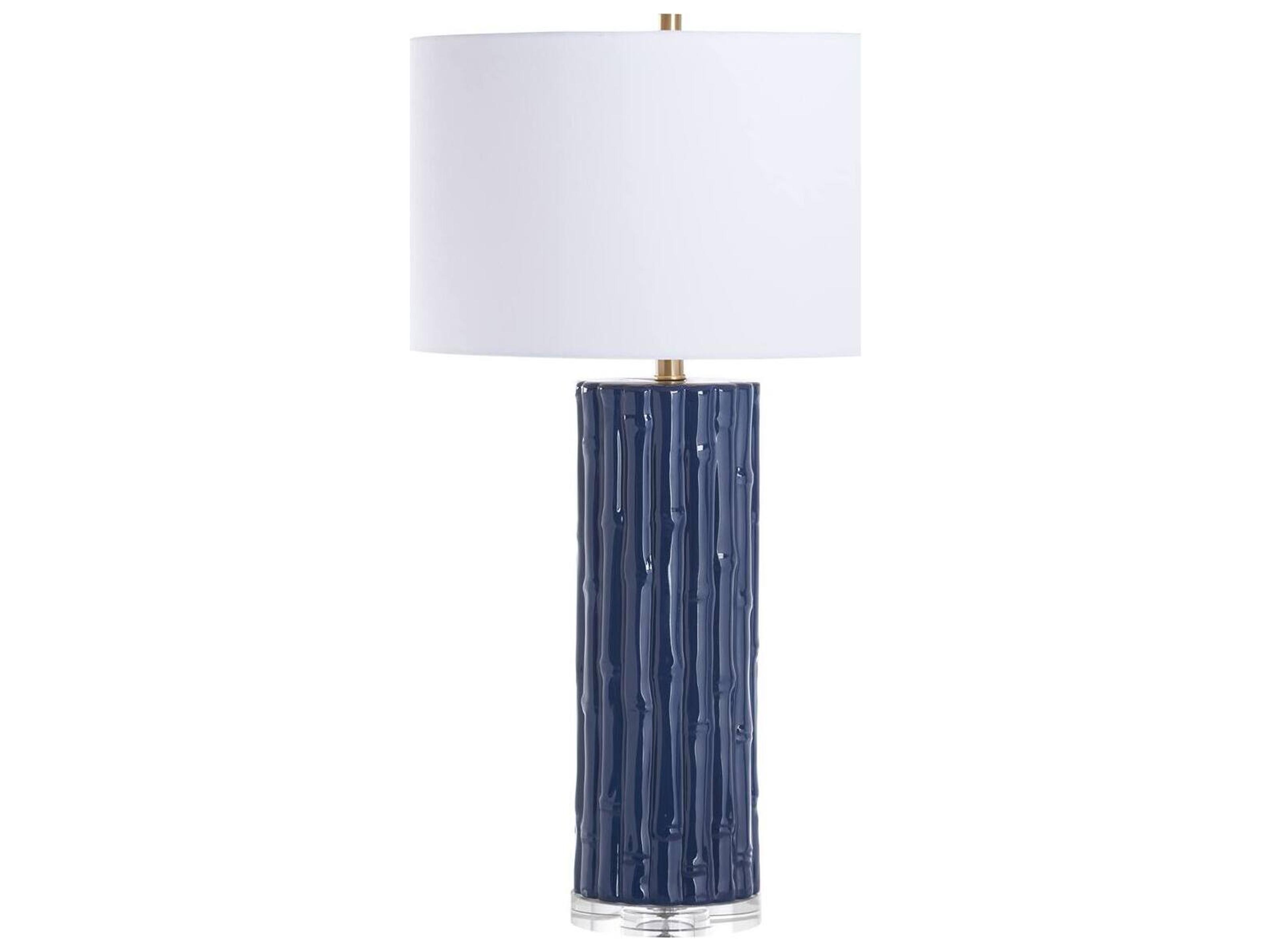 Town Square Blue Linen Table Lamp