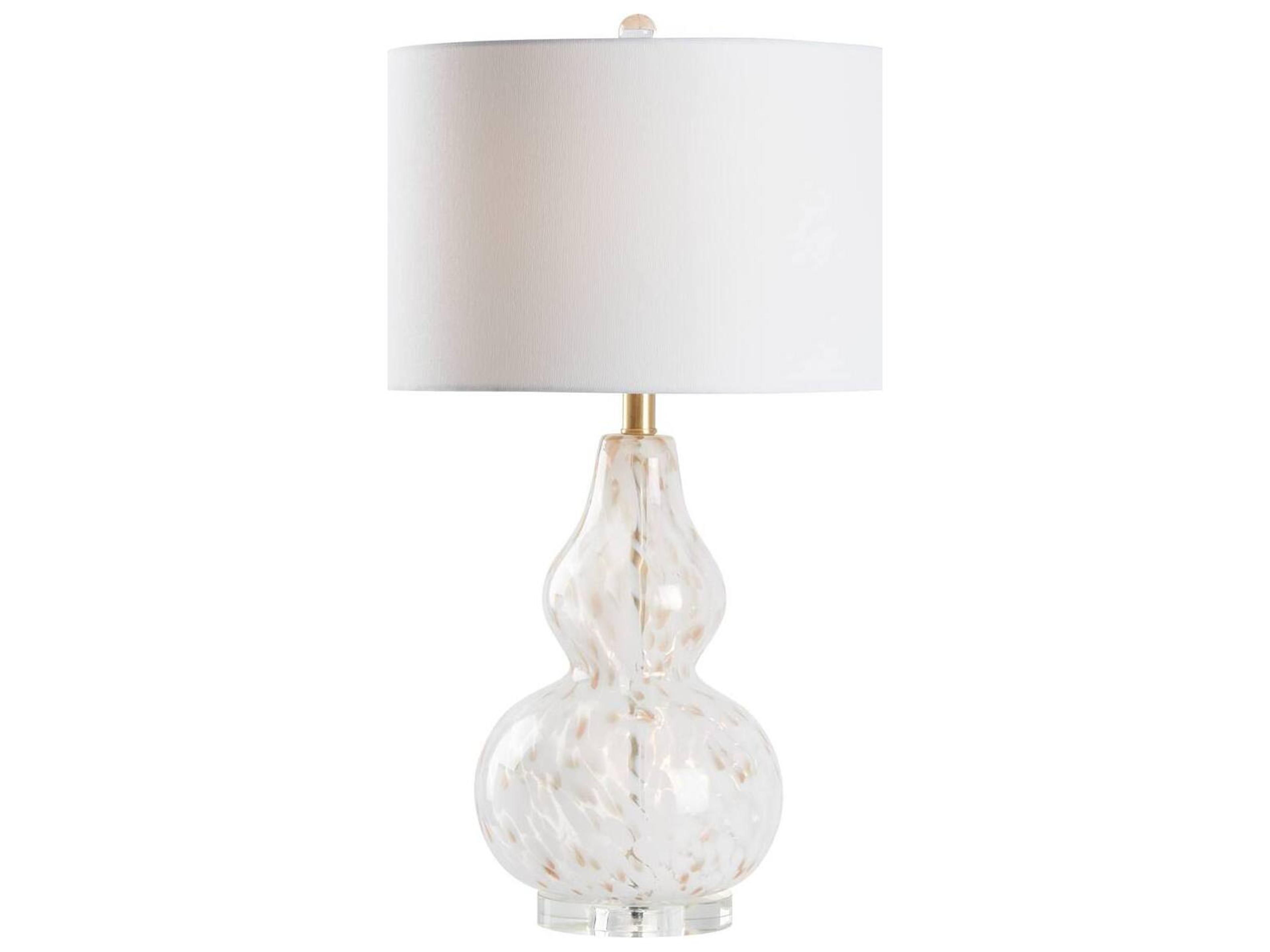 Town Square White Cream Linen Clear Table Lamp