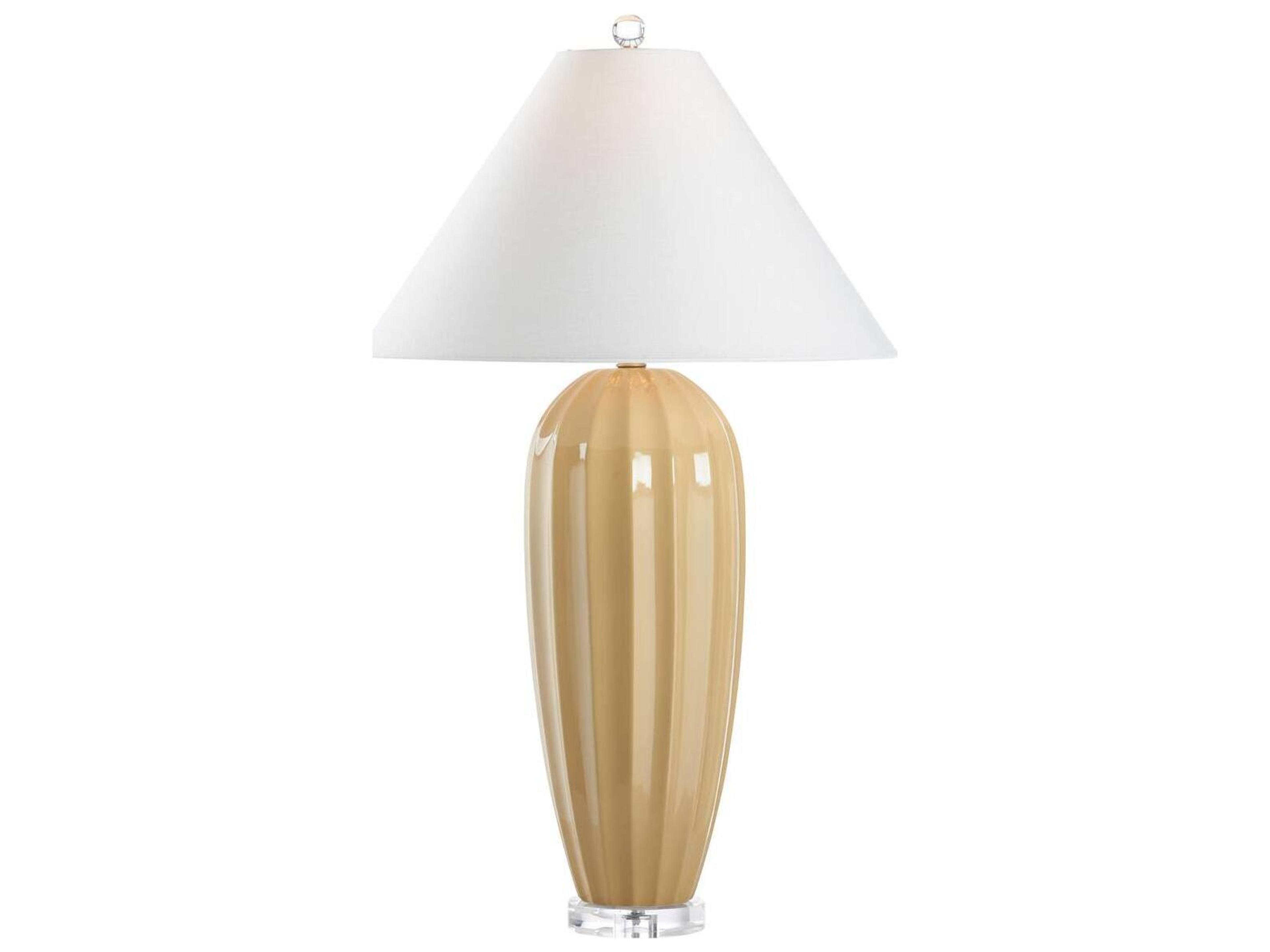 Bill Cain Yellow Linen Clear Table Lamp