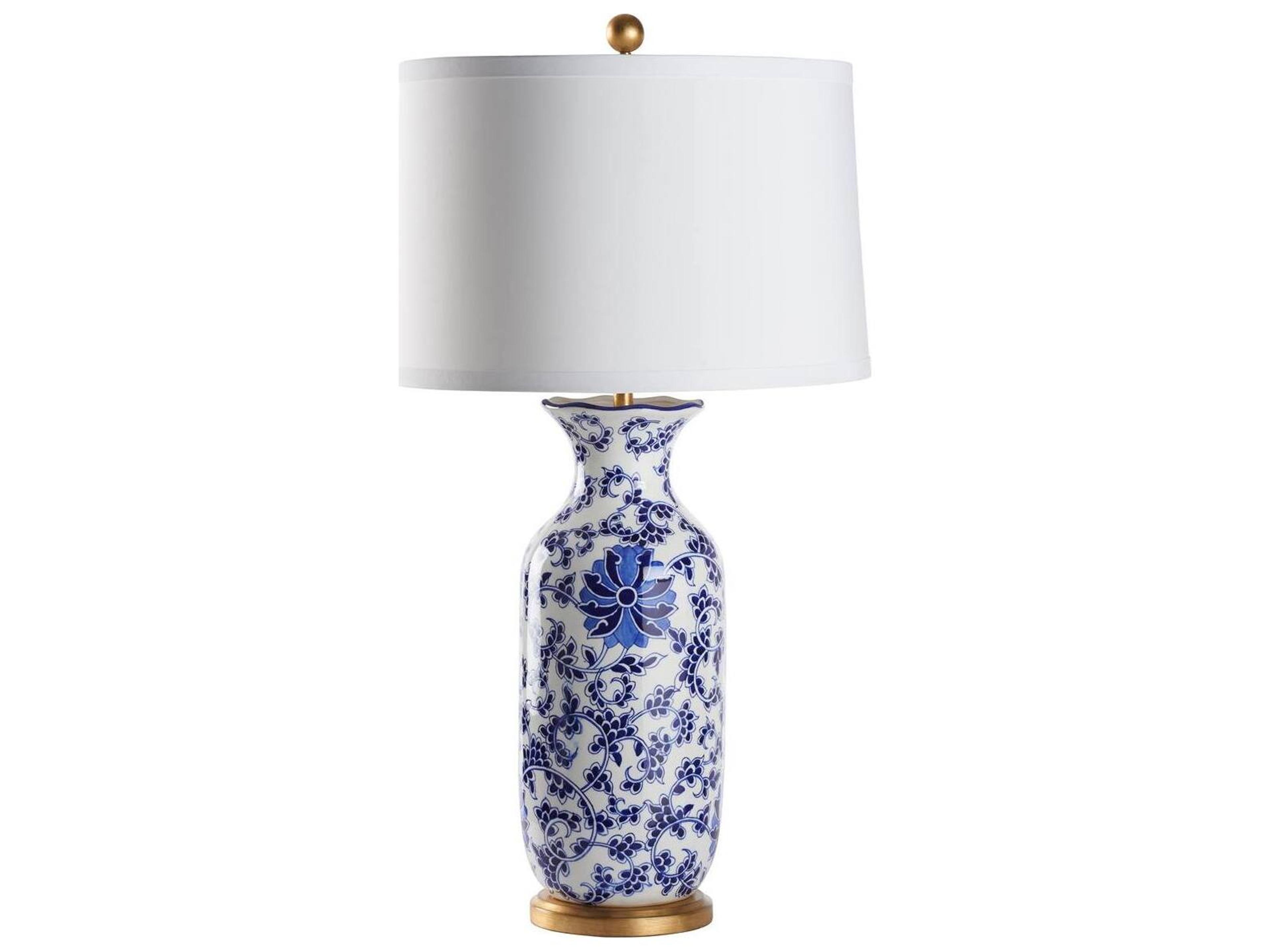 Chelsea House Bill Cain Blue Silk Gold Traditional Table Lamp