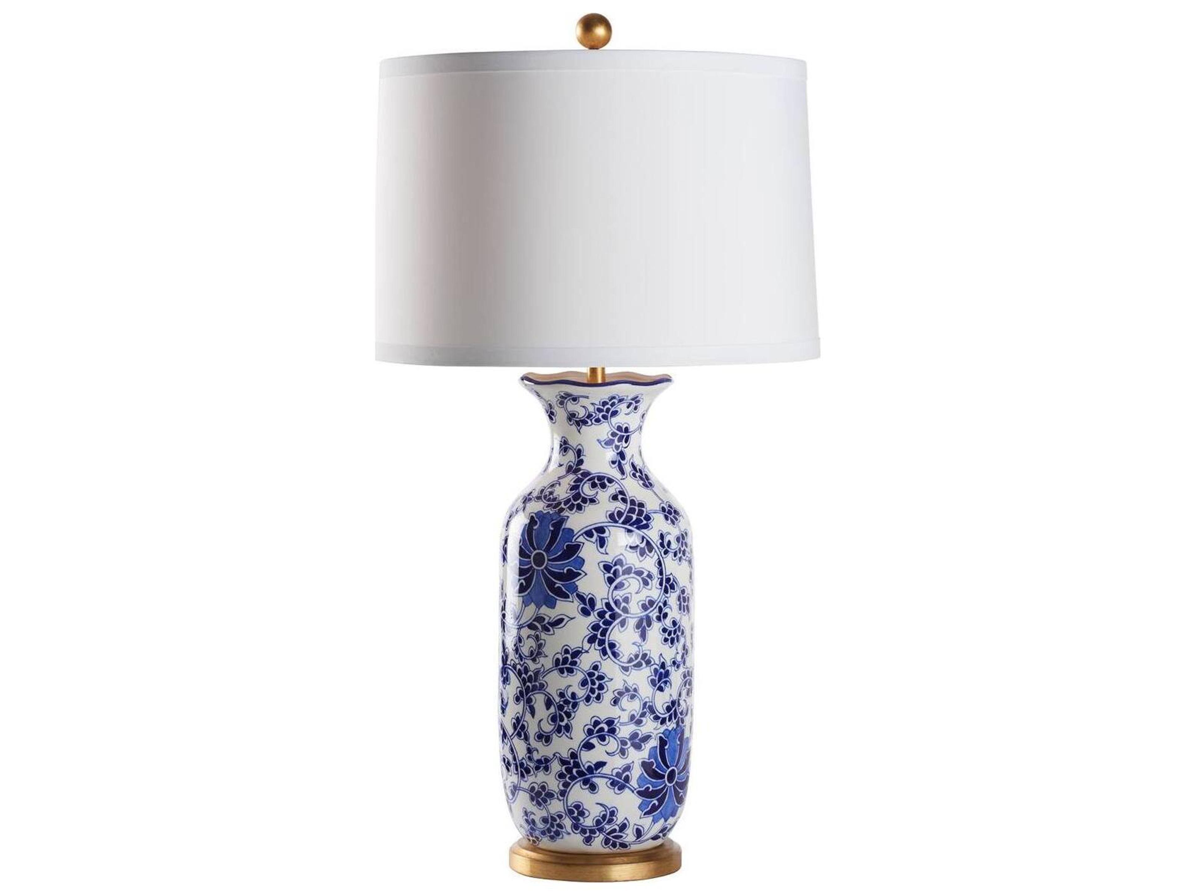 Chelsea House Bill Cain Blue Silk Gold Traditional Table Lamp