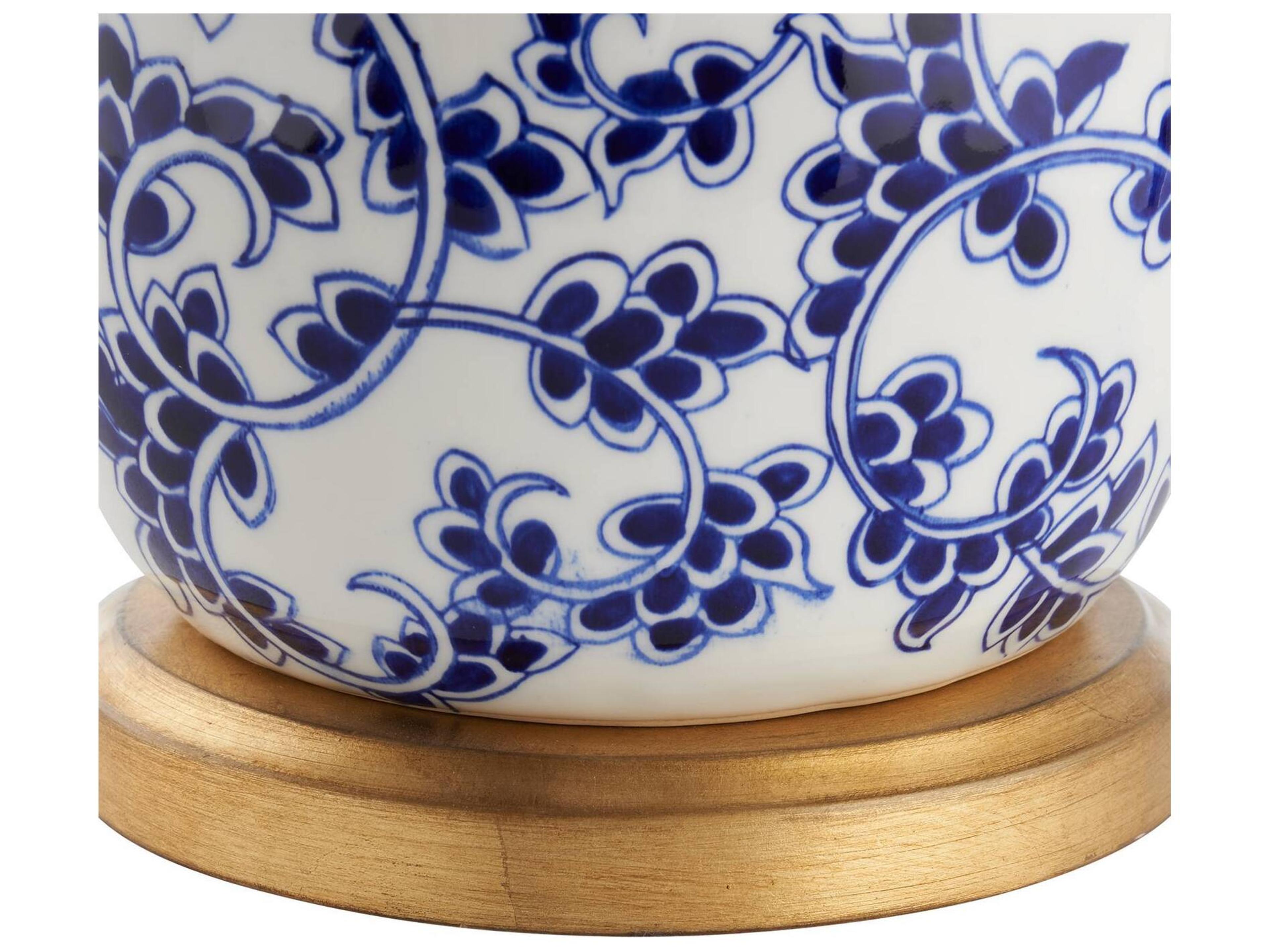 Chelsea House Bill Cain Blue Silk Gold Traditional Table Lamp