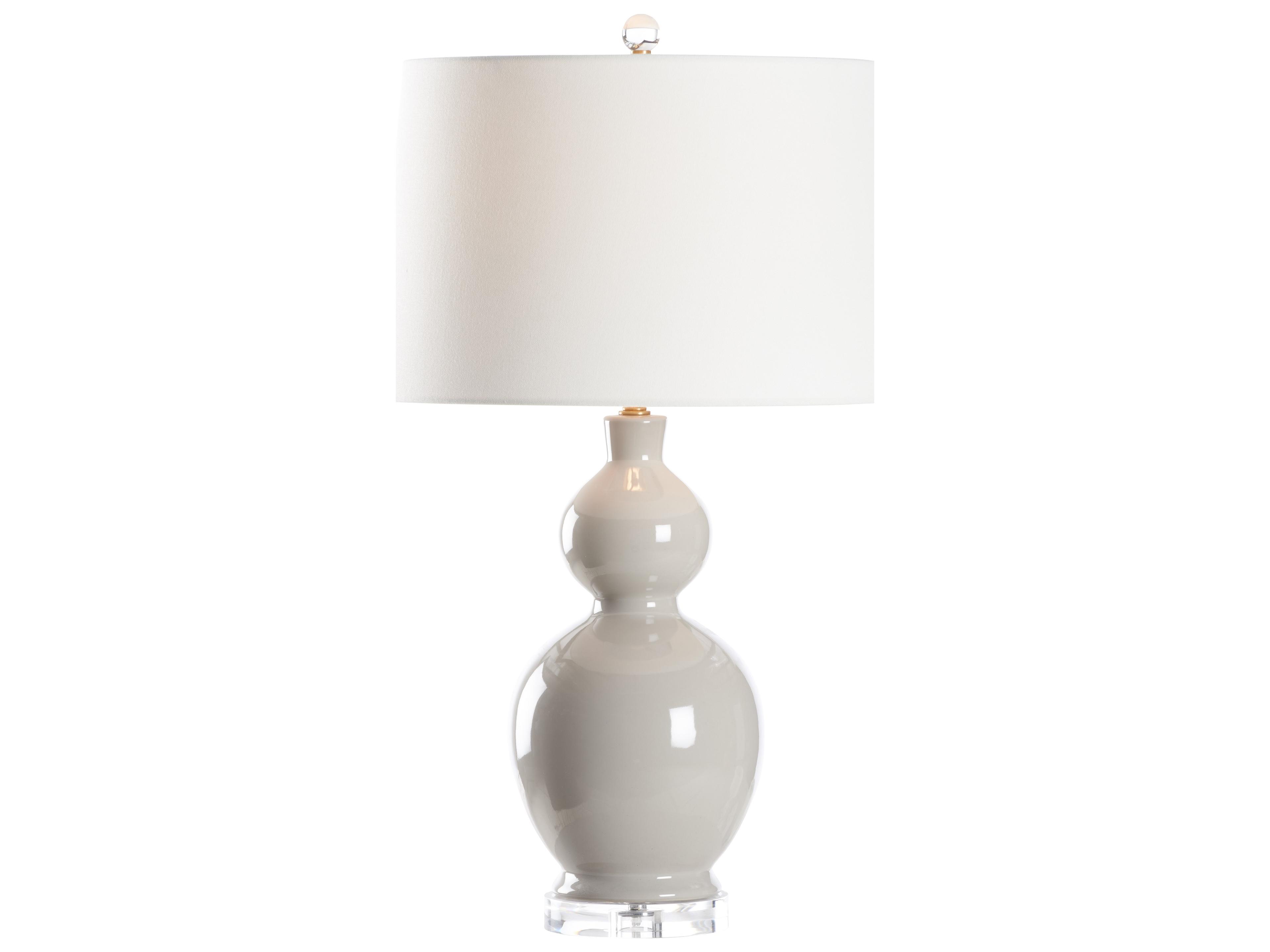 Bill Cain Gray Glaze Clear Linen Table Lamp