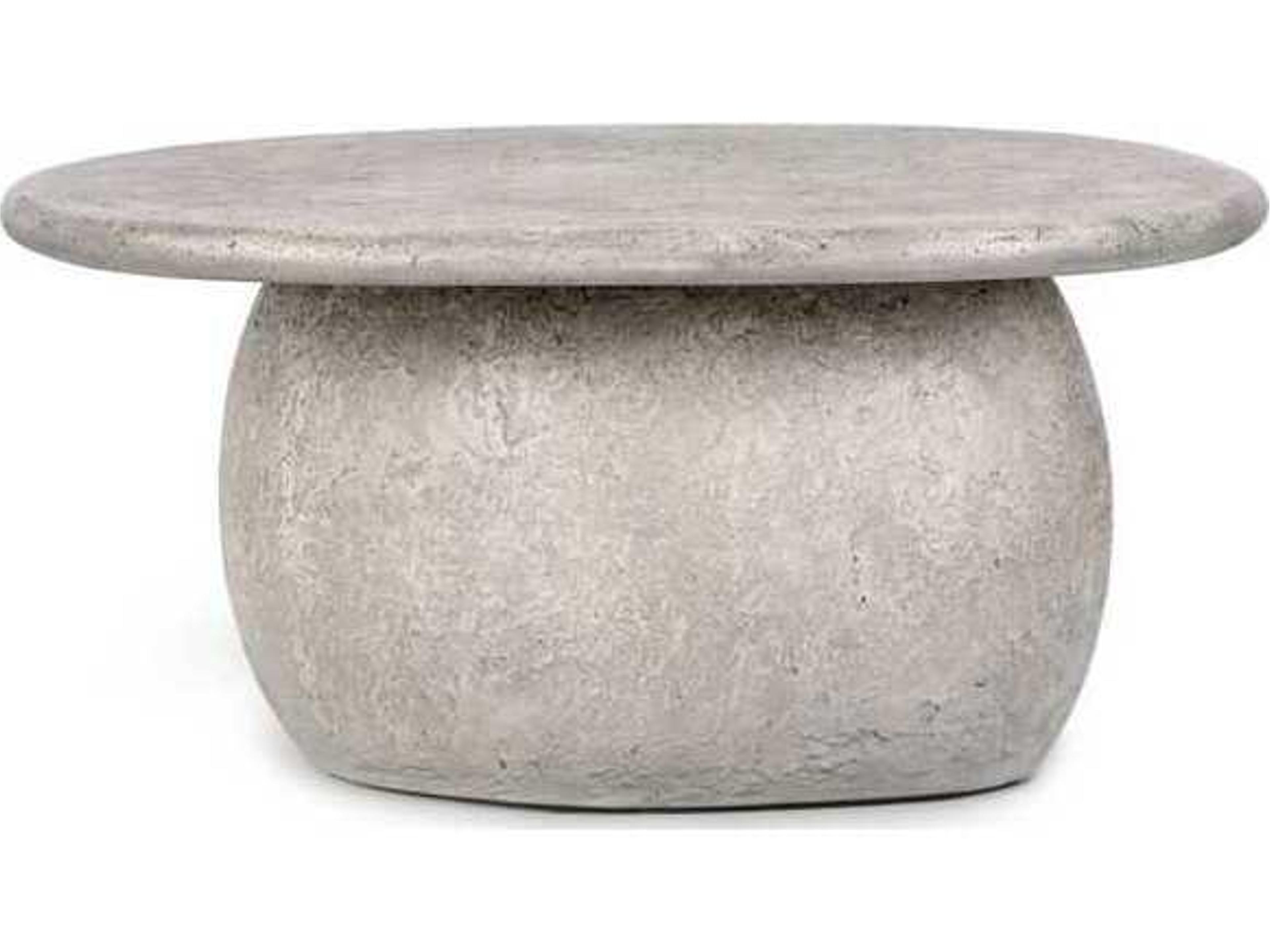 Classic Home Outdoor Britney Light Grey Concrete Round Coffee Table