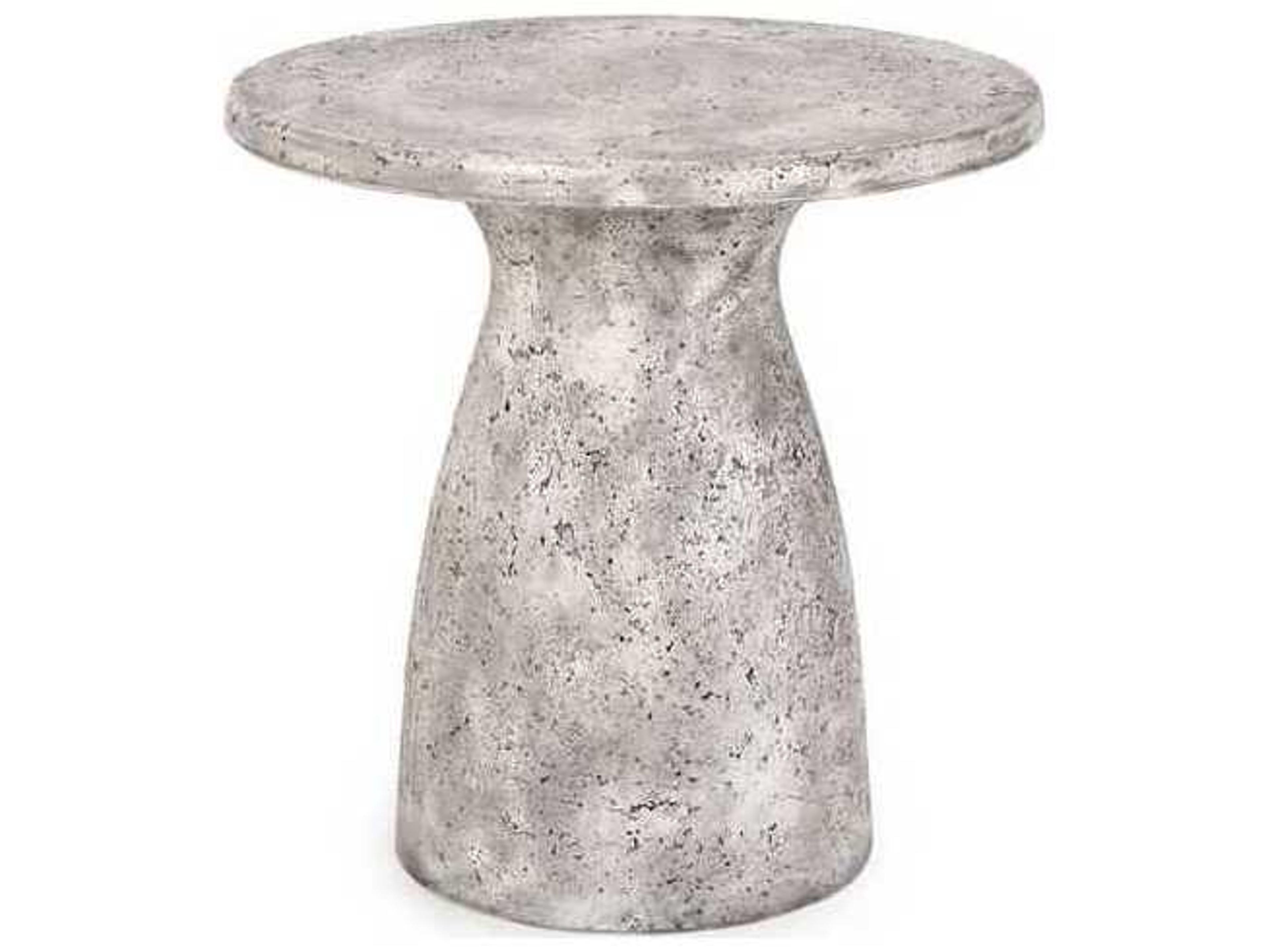 Classic Home Outdoor Collins Rough Light Grey Finish Concrete Round End Table