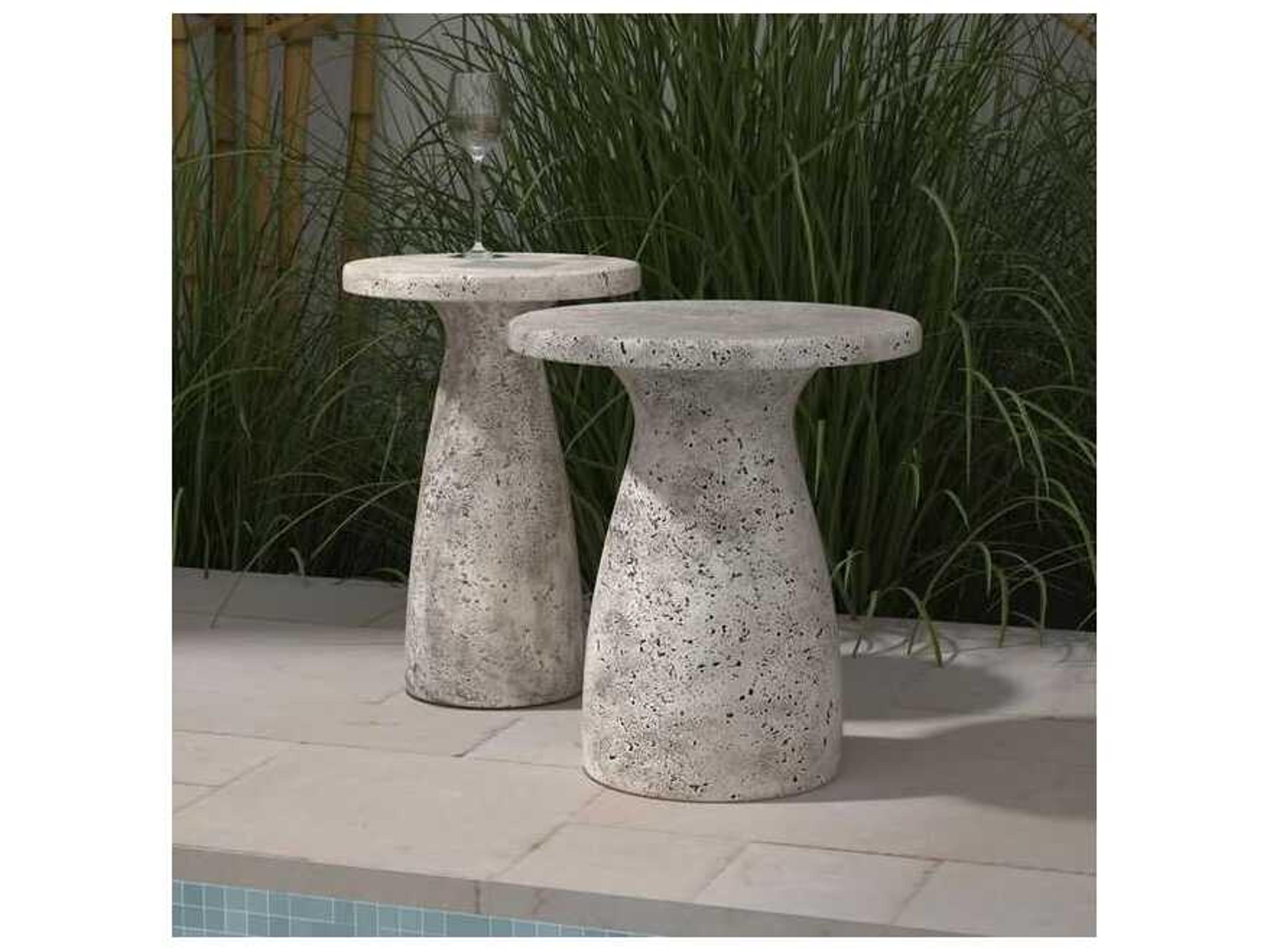 Classic Home Outdoor Collins Rough Light Grey Finish Concrete Round End Table
