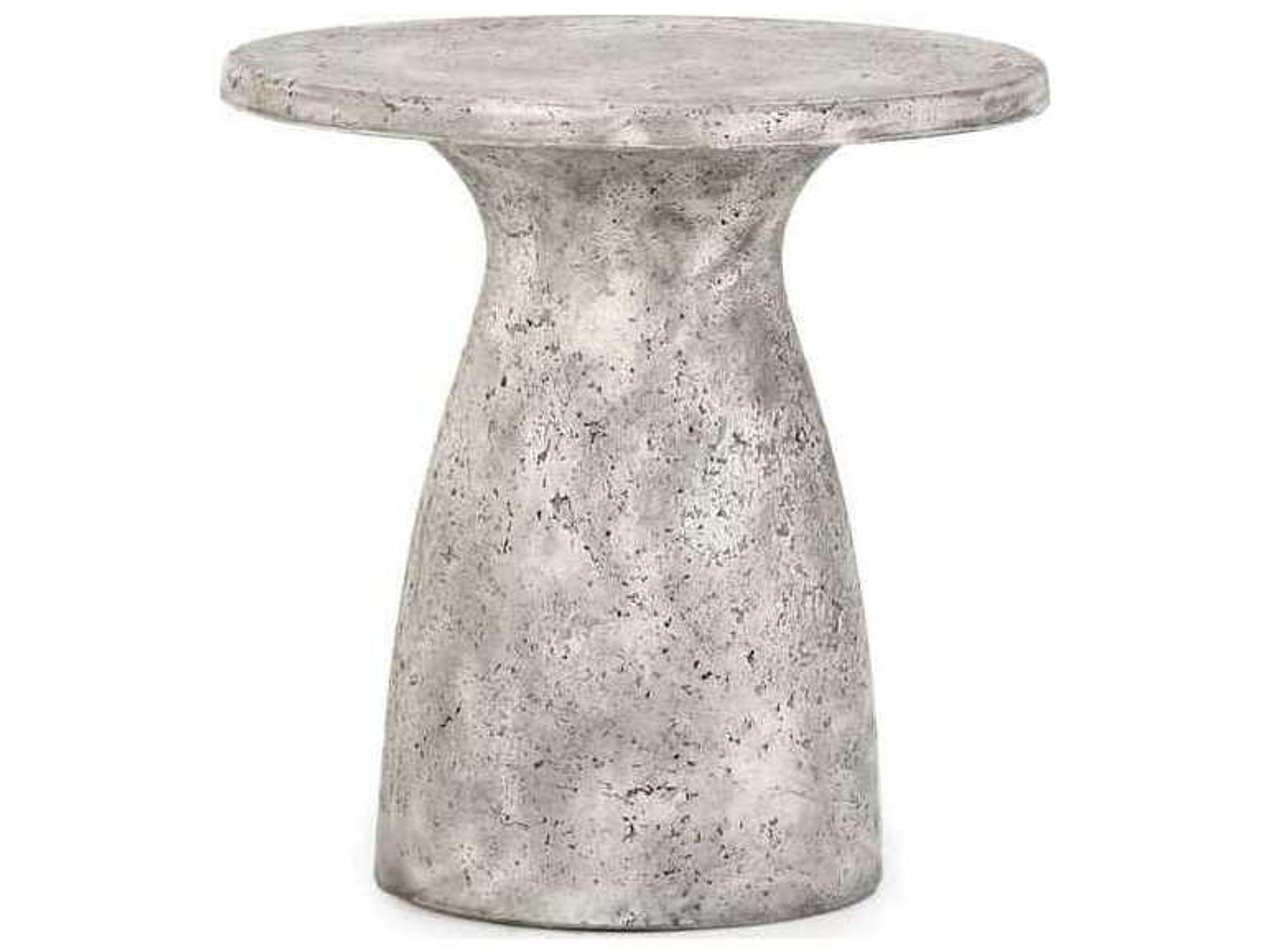 Collins Rough Light Grey Finish Concrete Round End Table