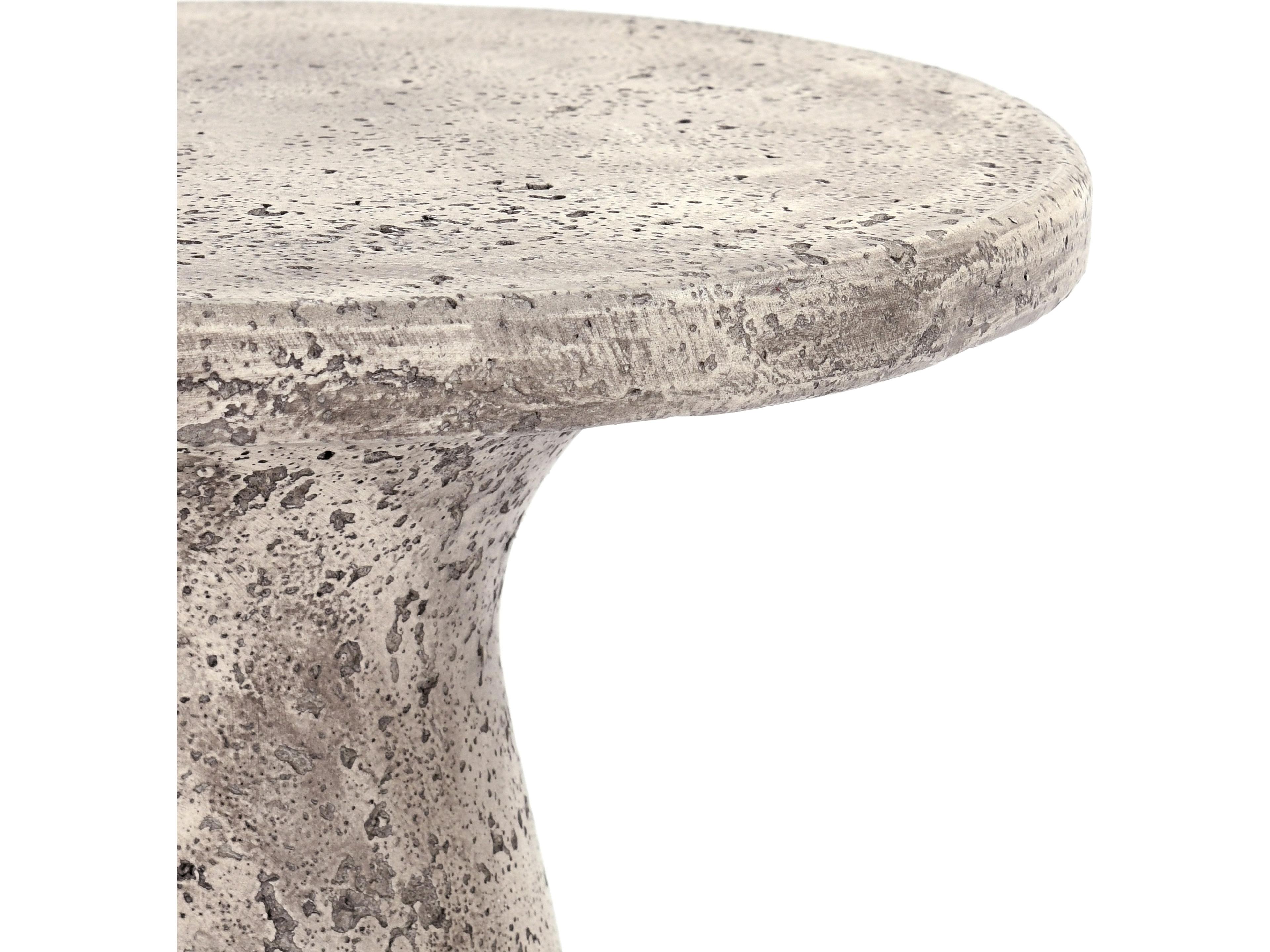 Classic Home Outdoor Collins Light Grey Concrete Round End Table