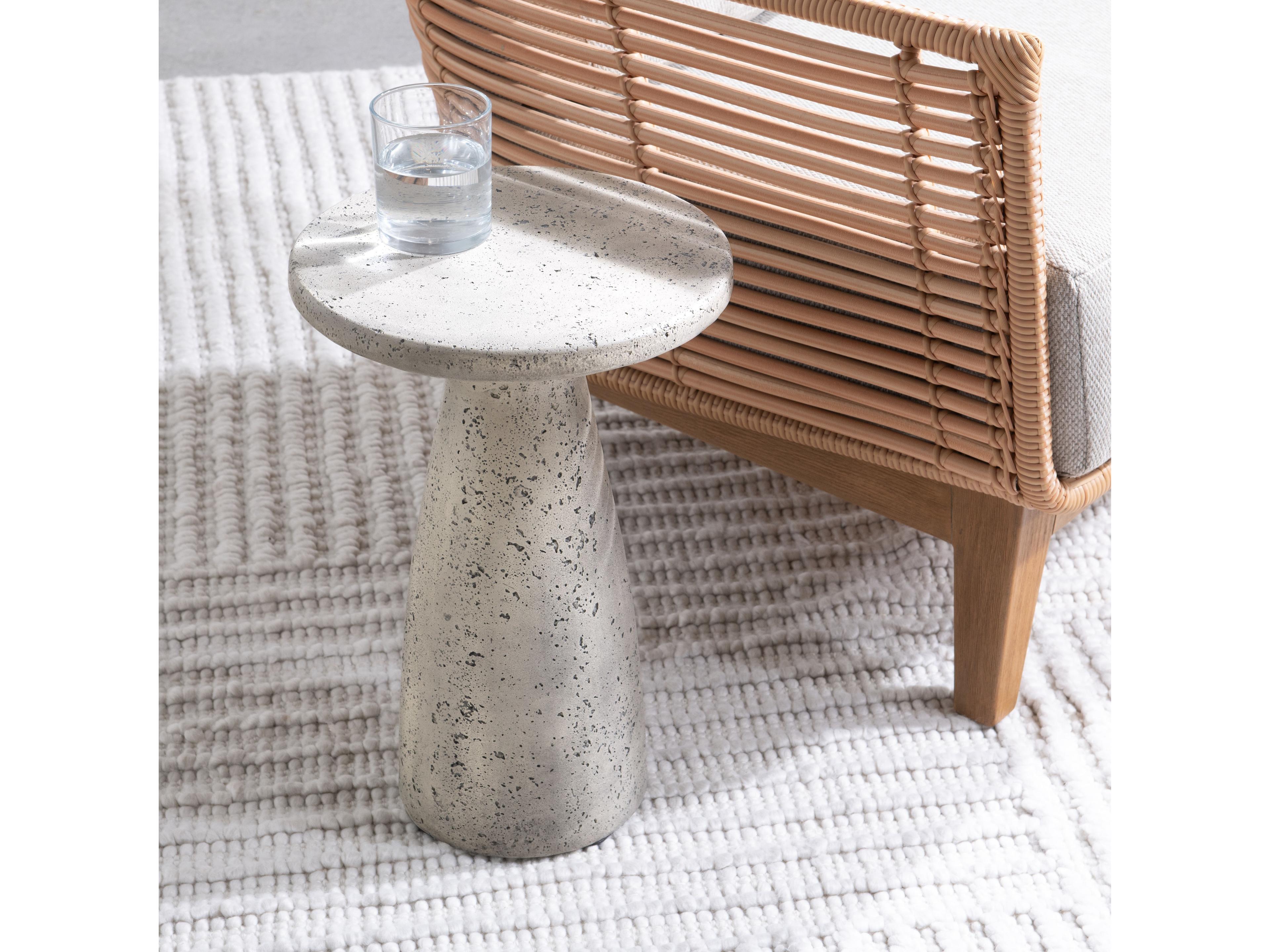 Classic Home Outdoor Collins Light Grey Concrete Round End Table