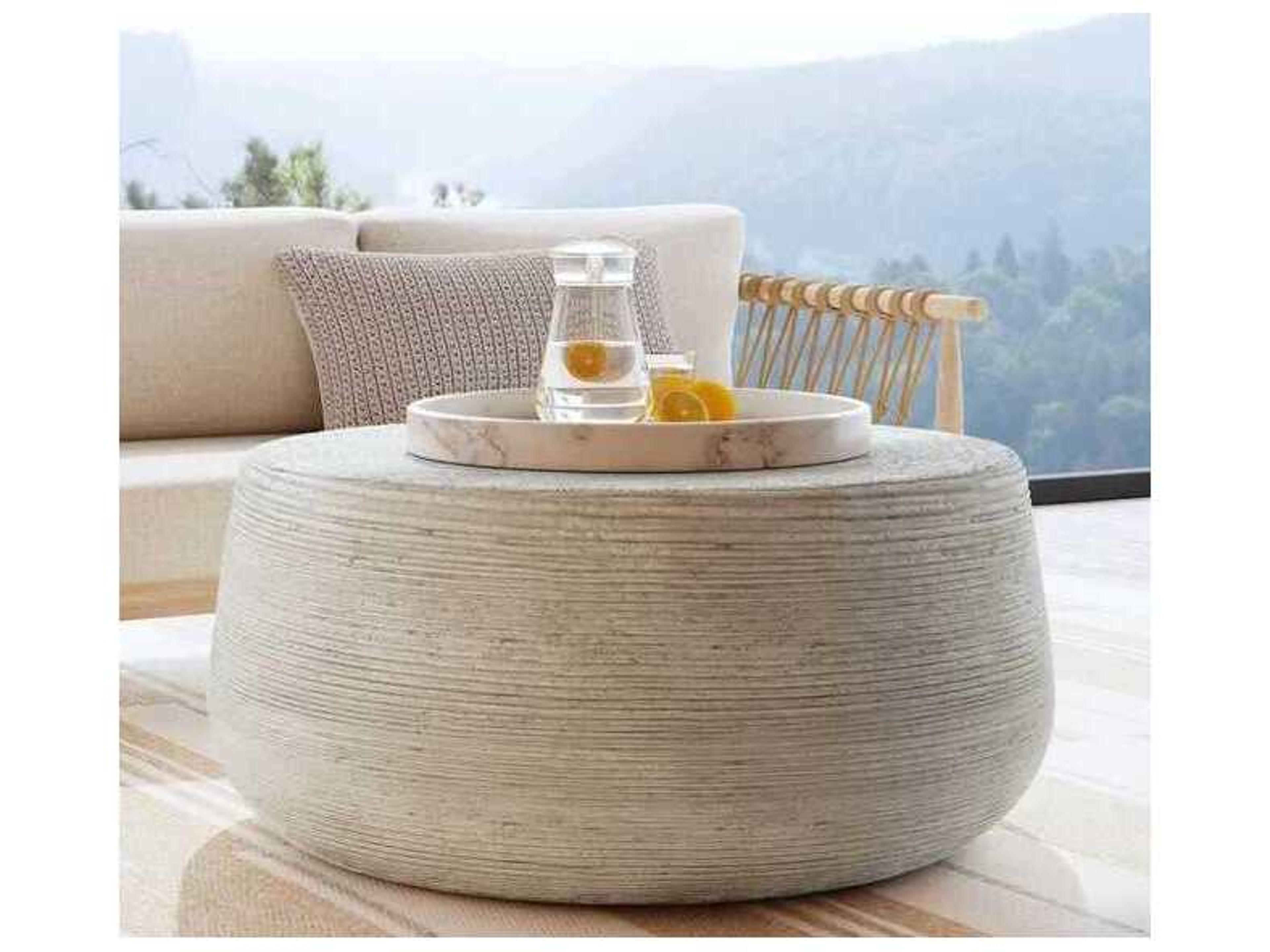 Classic Home Outdoor Nellie Rough Light Grey Concrete Round Coffee Table