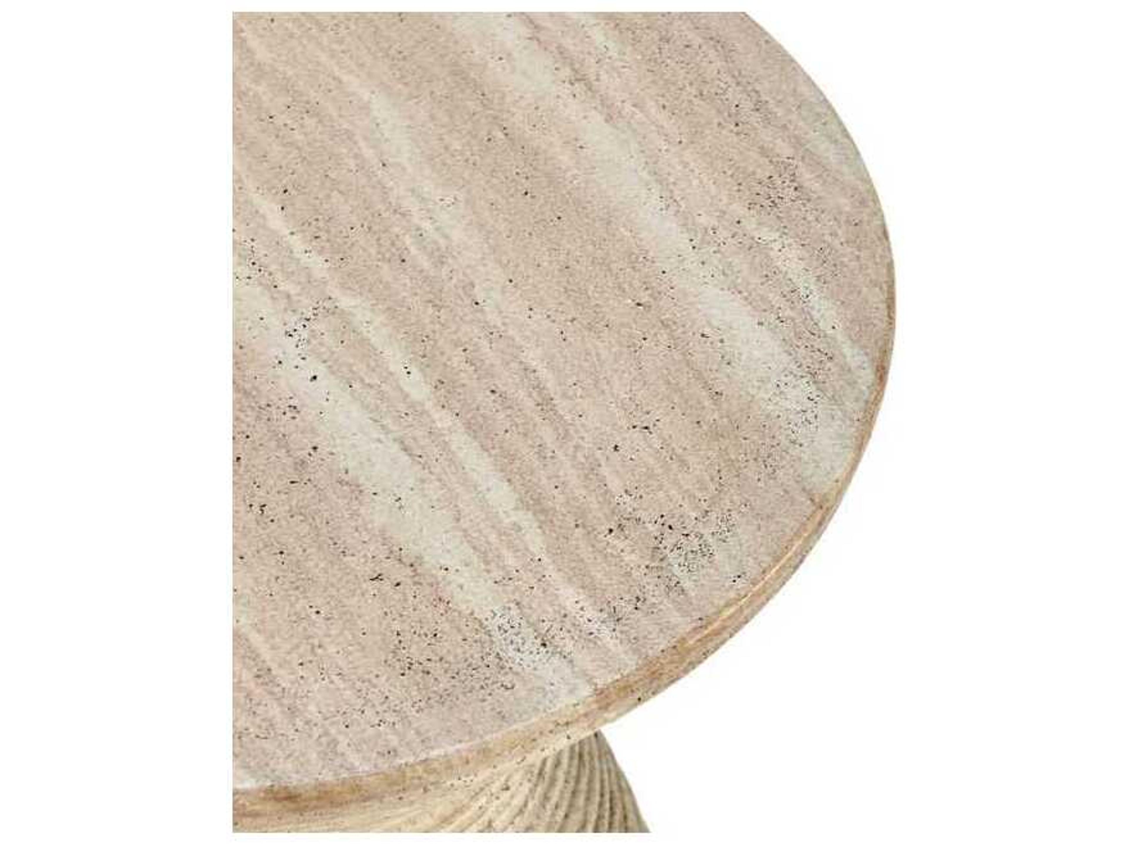 Classic Home Outdoor Fern Beige Concrete Round End Table
