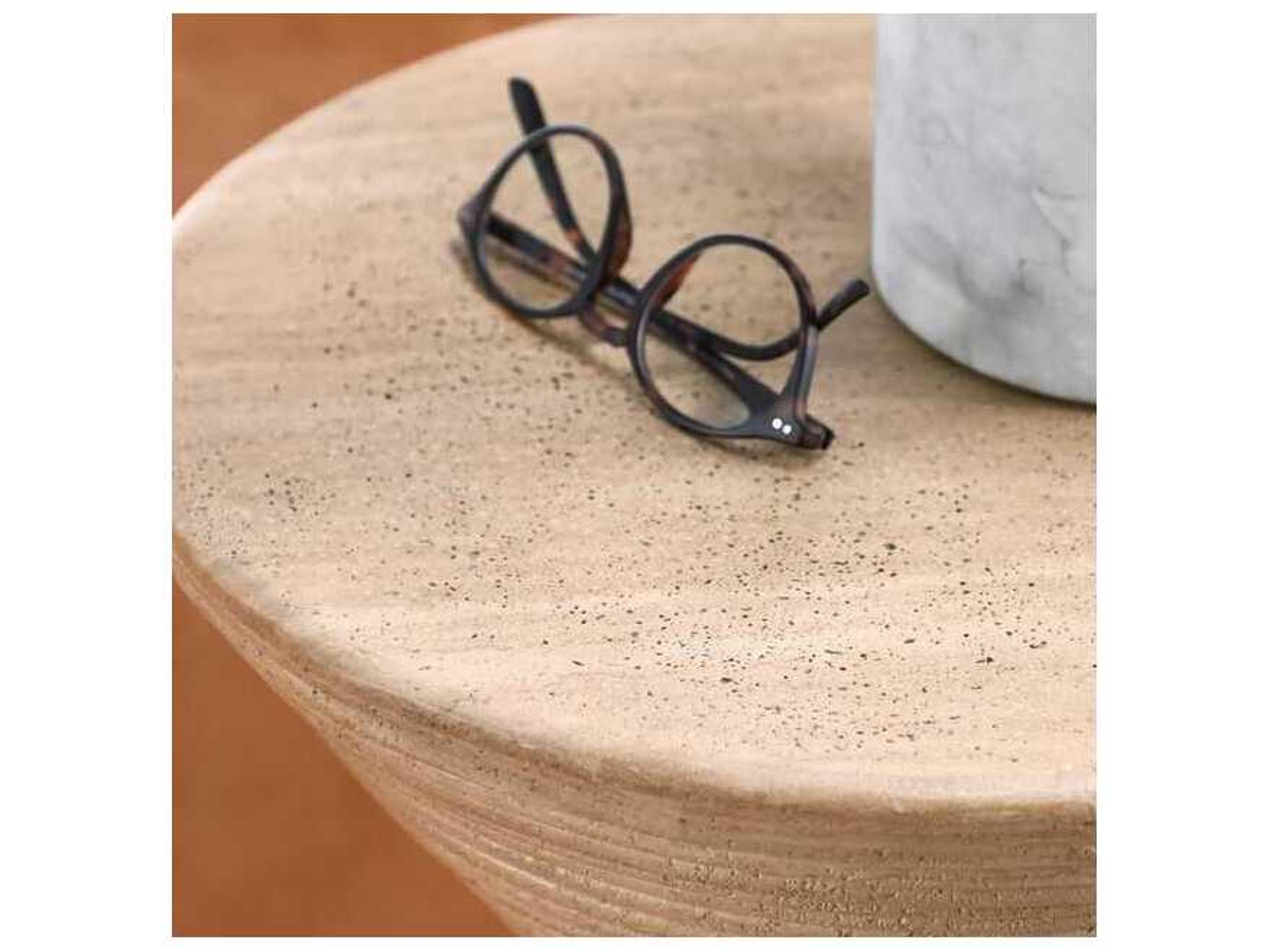 Classic Home Outdoor Fern Beige Concrete Round End Table