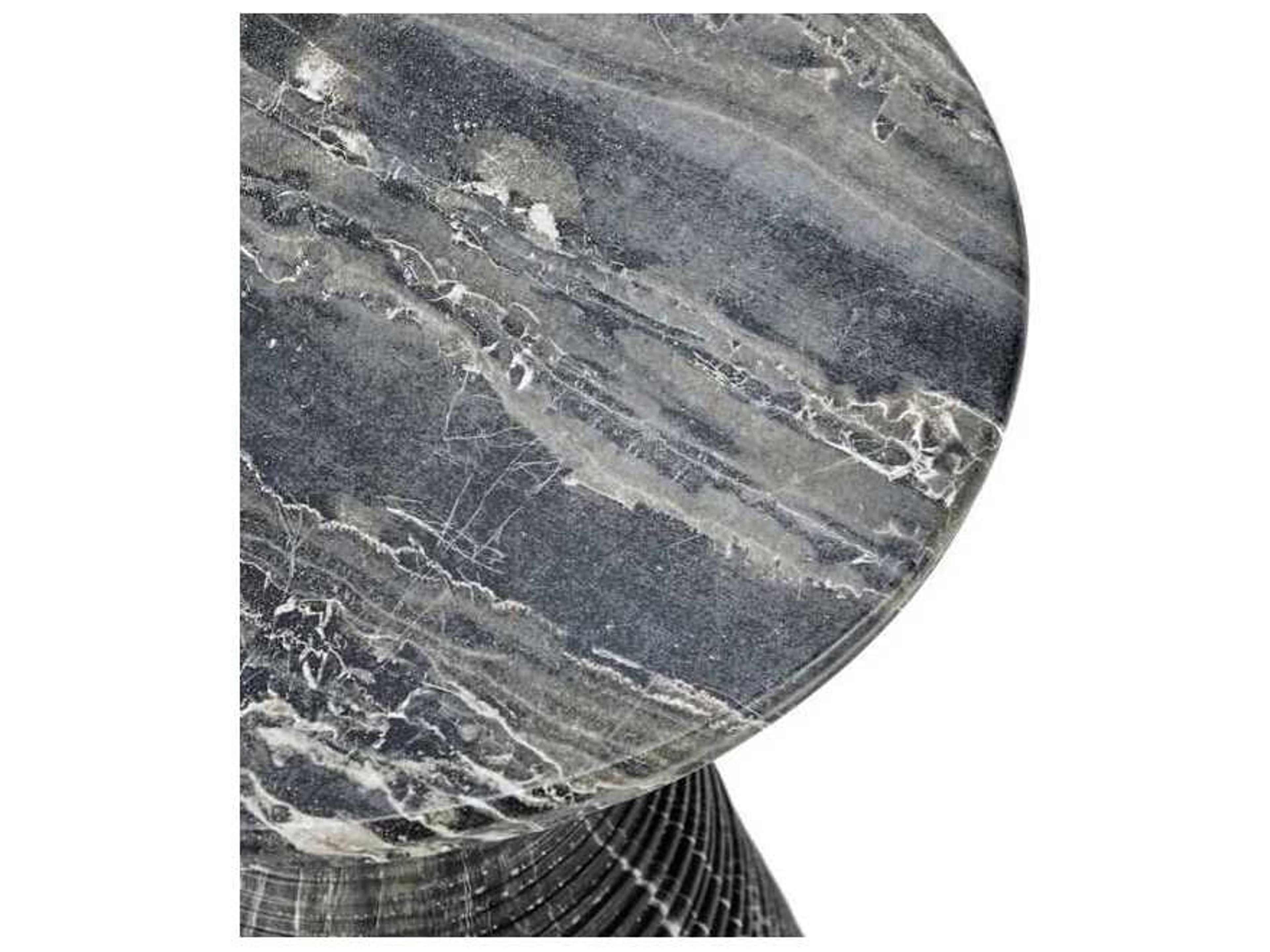 Classic Home Outdoor Fern Black Concrete Round End Table