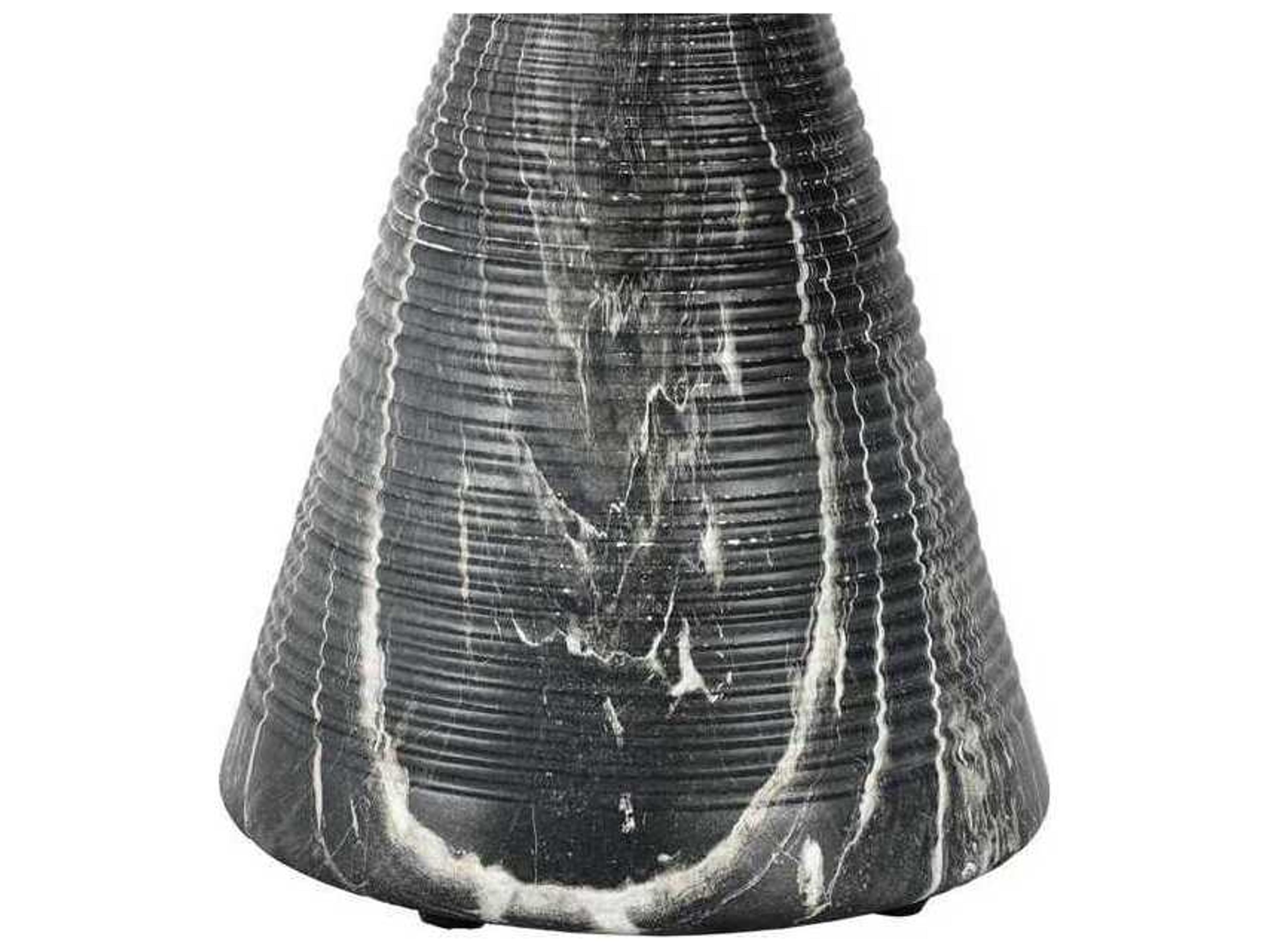 Classic Home Outdoor Fern Black Concrete Round End Table