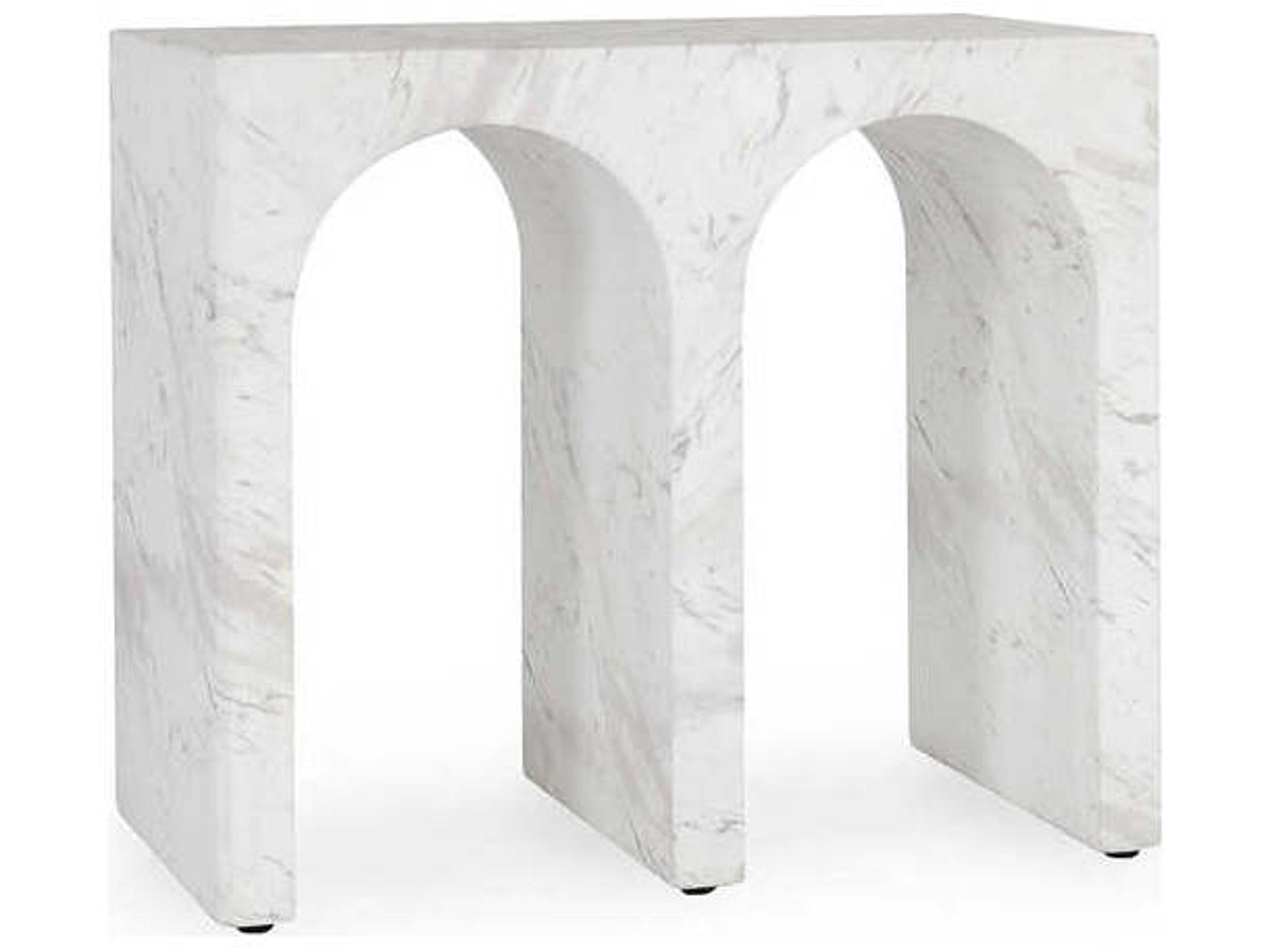 Marmo Ivory, Gray Concrete Rectangular End Table