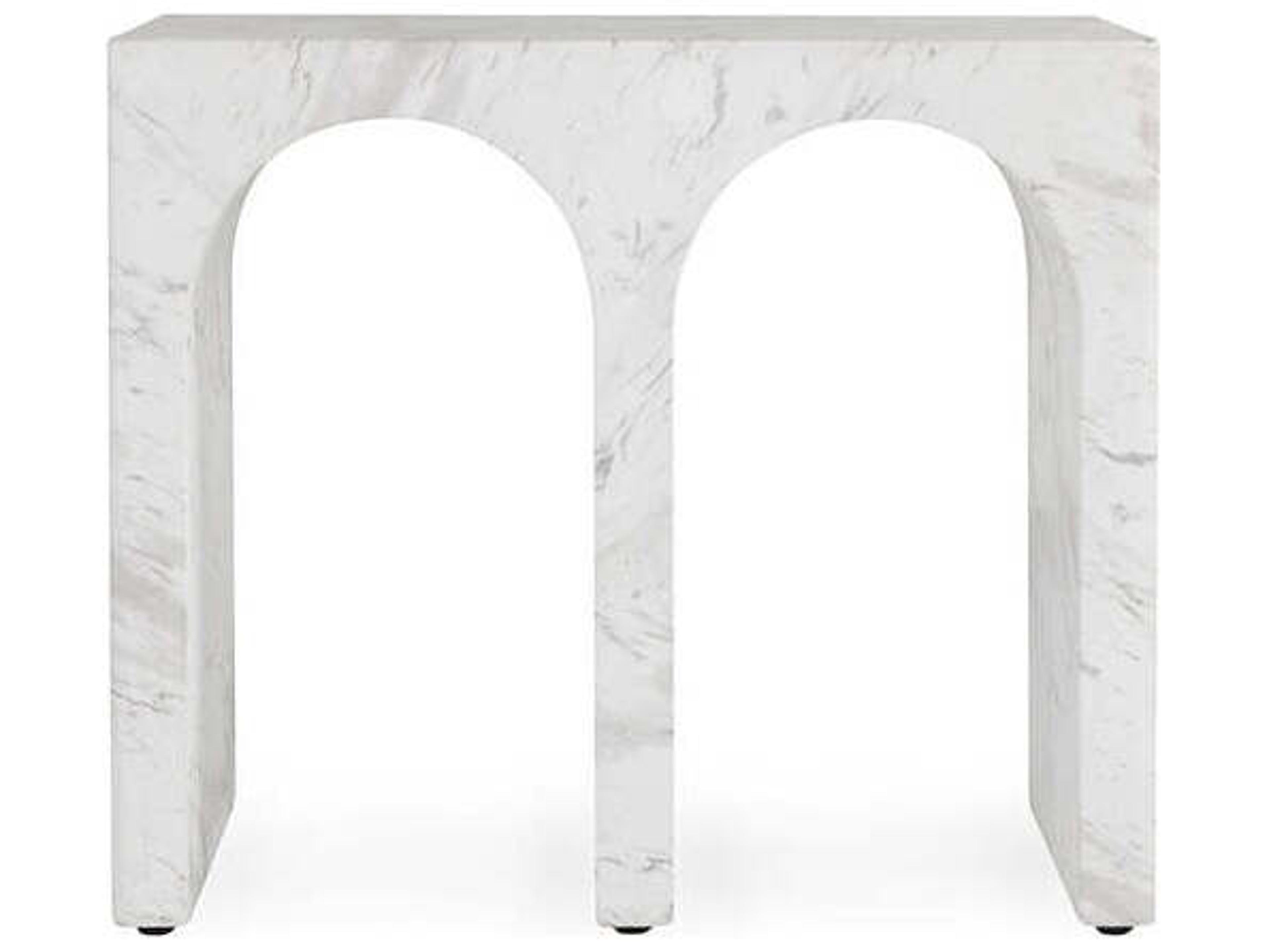 Classic Home Outdoor Marmo Ivory, Gray Concrete Rectangular End Table