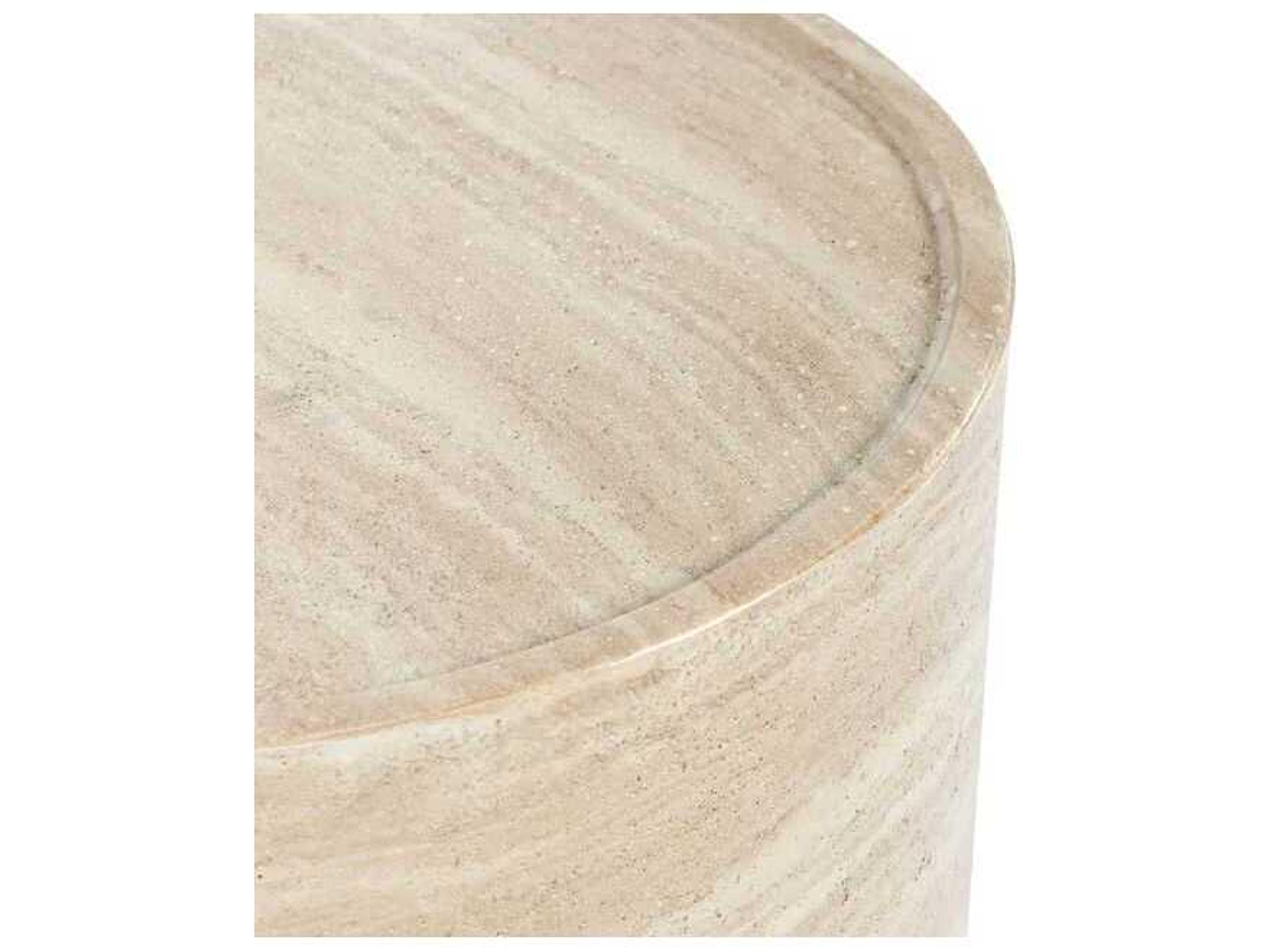 Classic Home Outdoor Mckenna Beige Concrete Round End Table