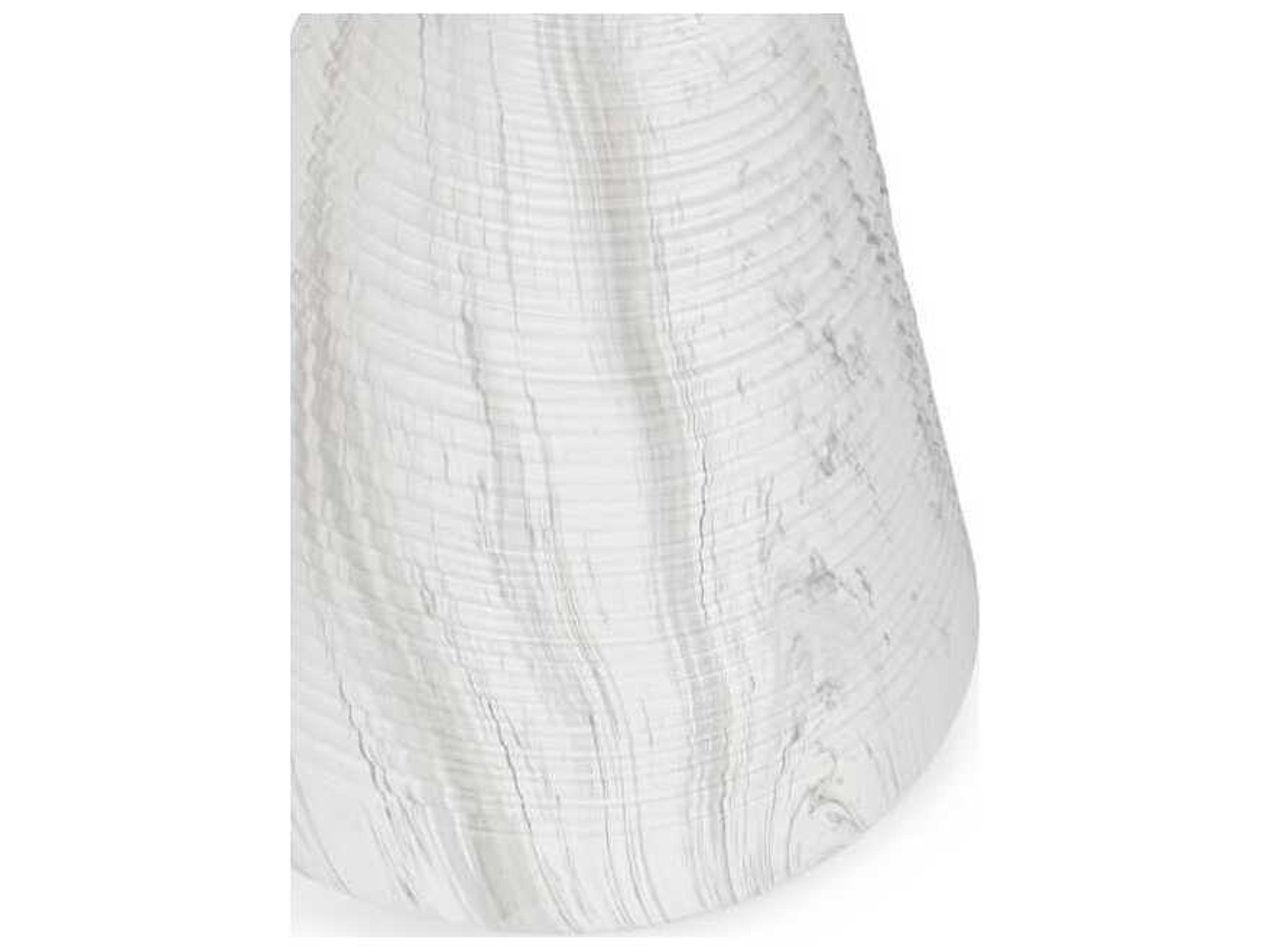 Classic Home Outdoor Fern White Concrete Round End Table