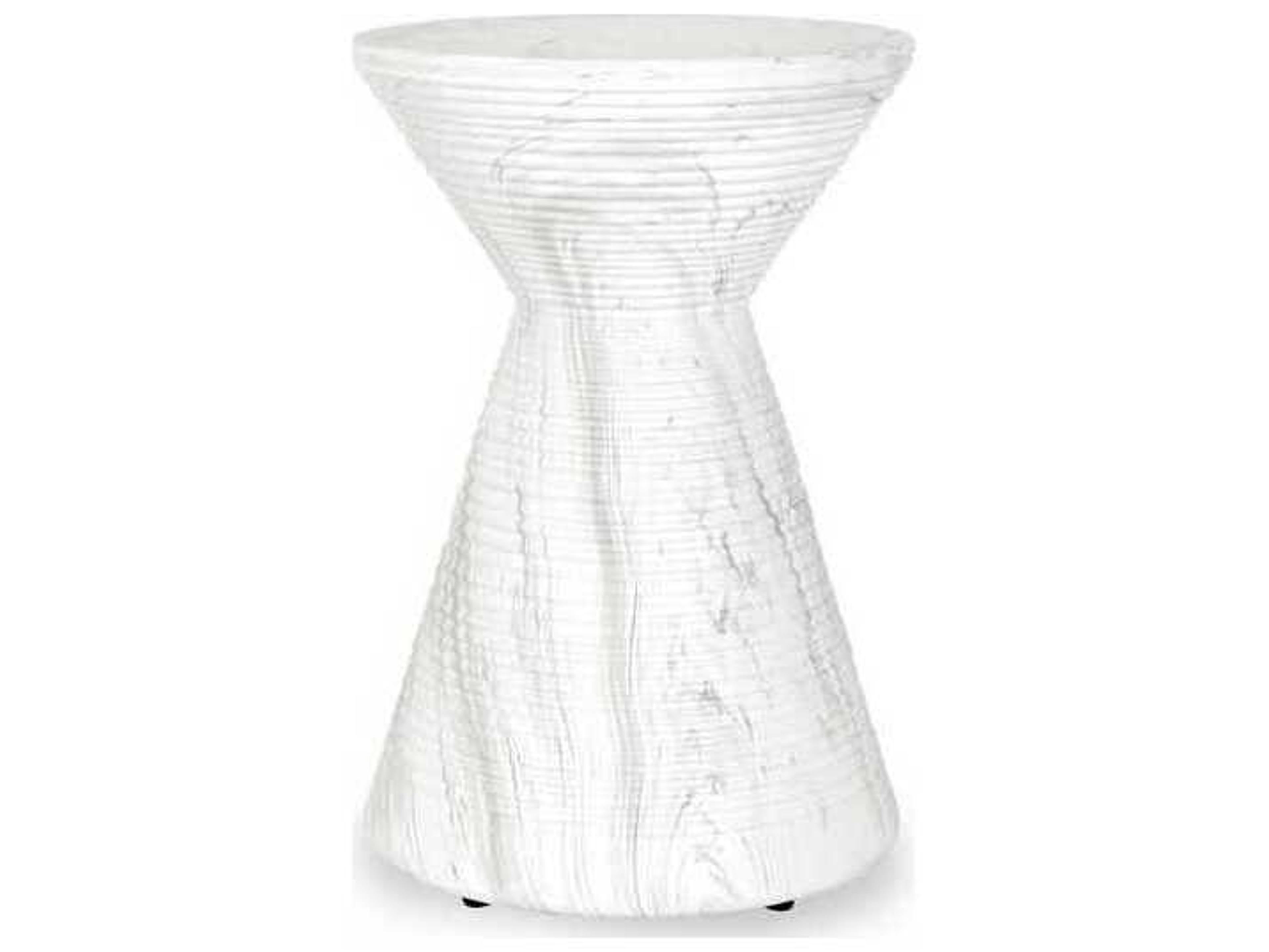 Fern White Concrete Round End Table