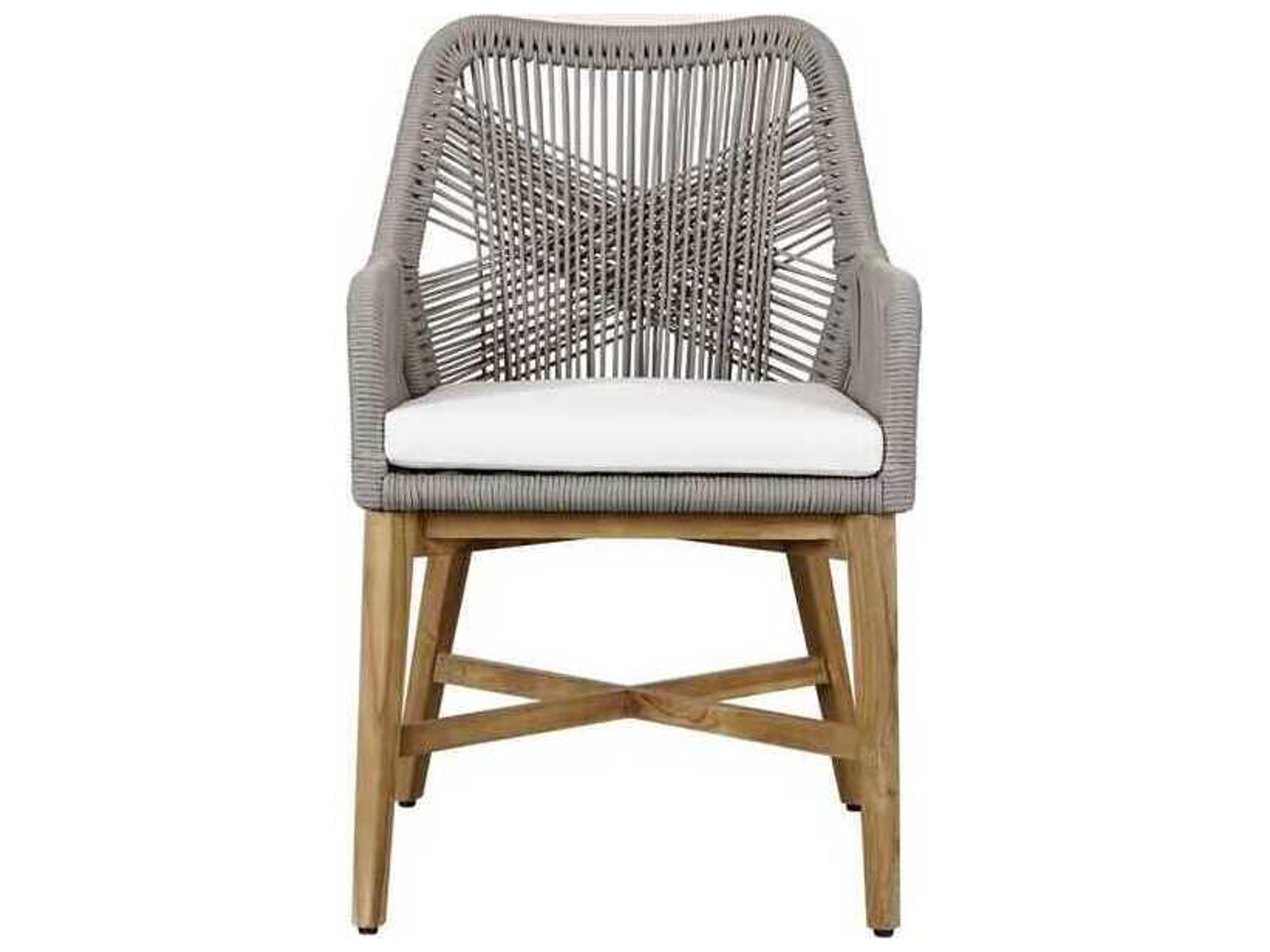 Classic Home Outdoor Marley Ash Gray, Brown Wood Cushion Dining Chair