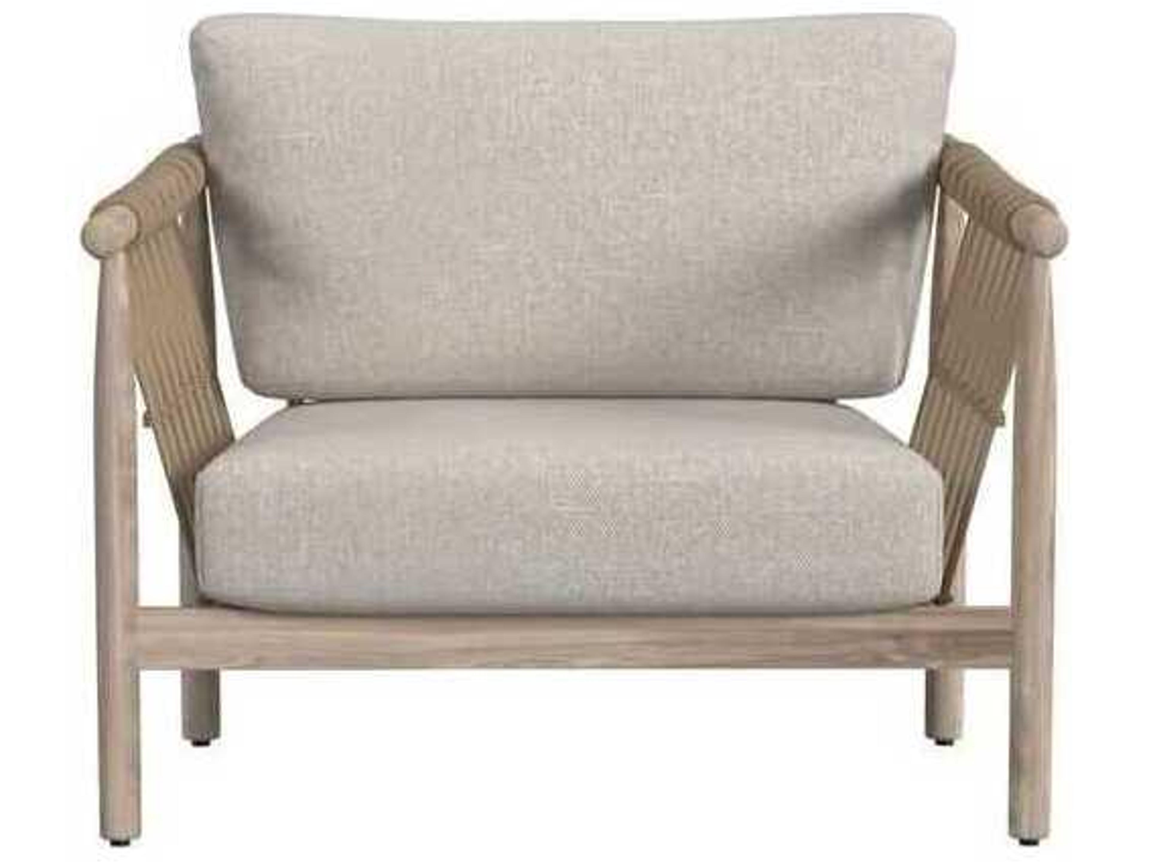 Classic Home Outdoor Leo Taupe Wood Cushion Lounge Chair