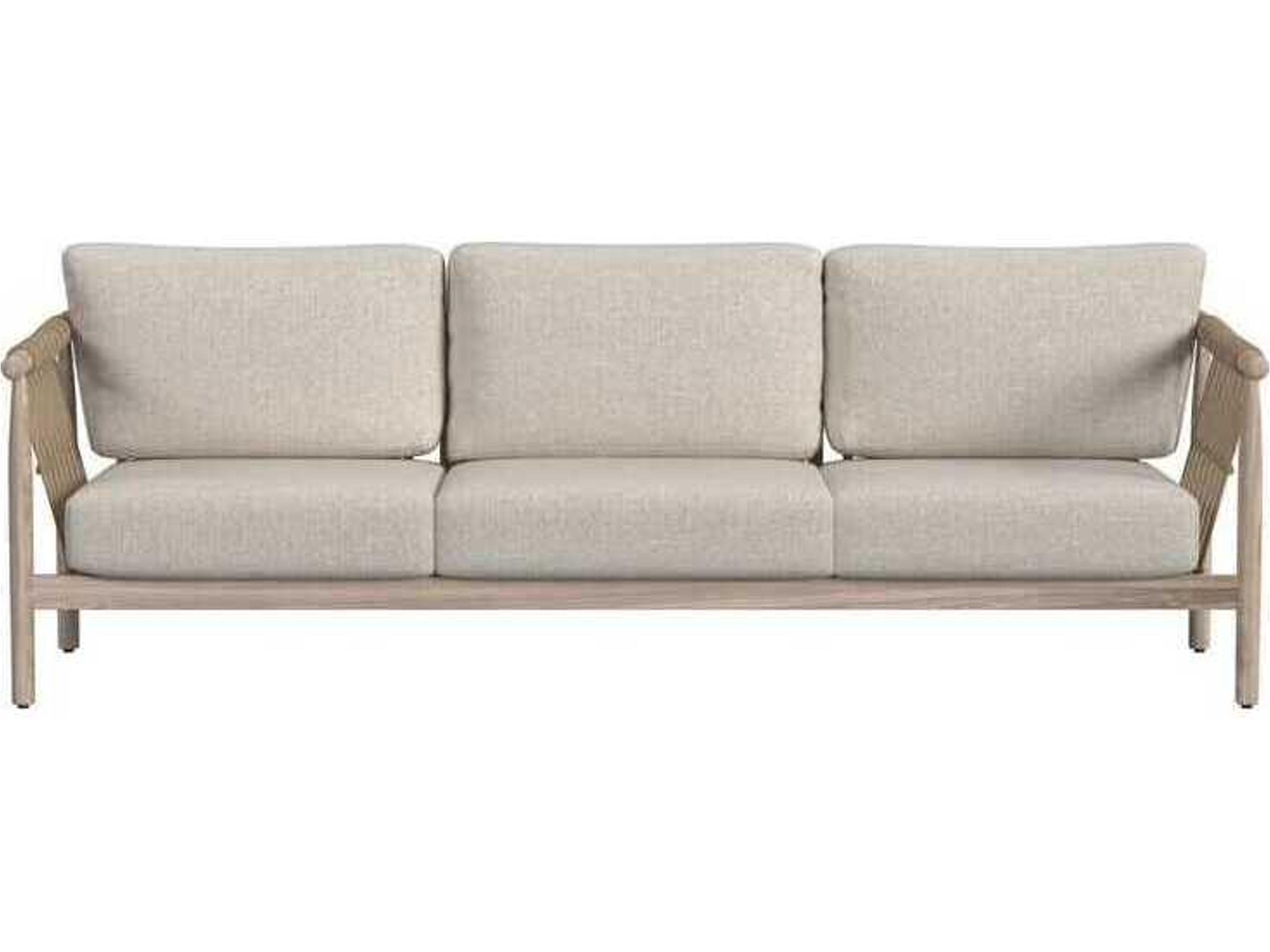 Classic Home Outdoor Leo Taupe Wood Cushion Sofa